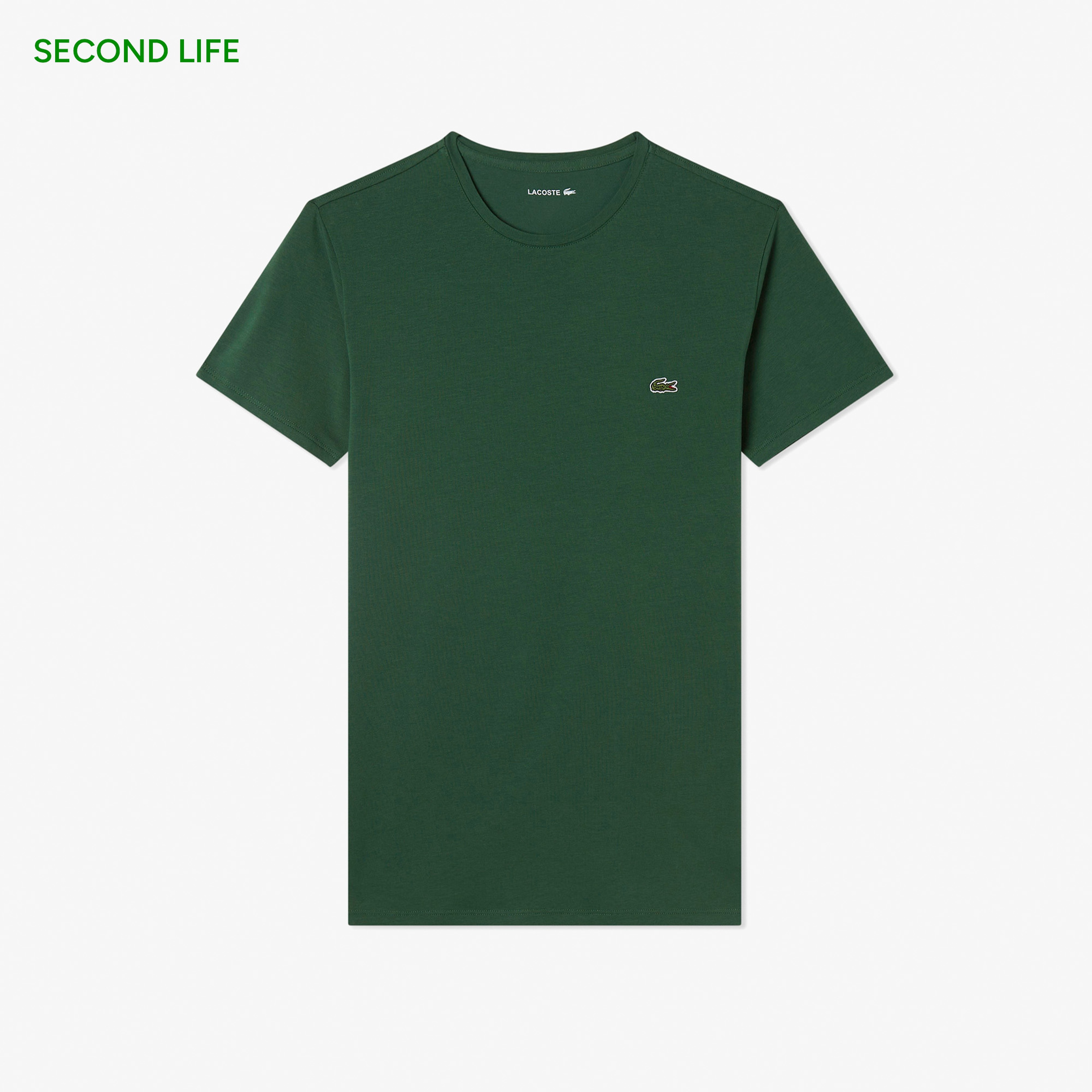 Erkek Slim Fit Bisiklet Yaka Koyu Yeşil T-Shirt