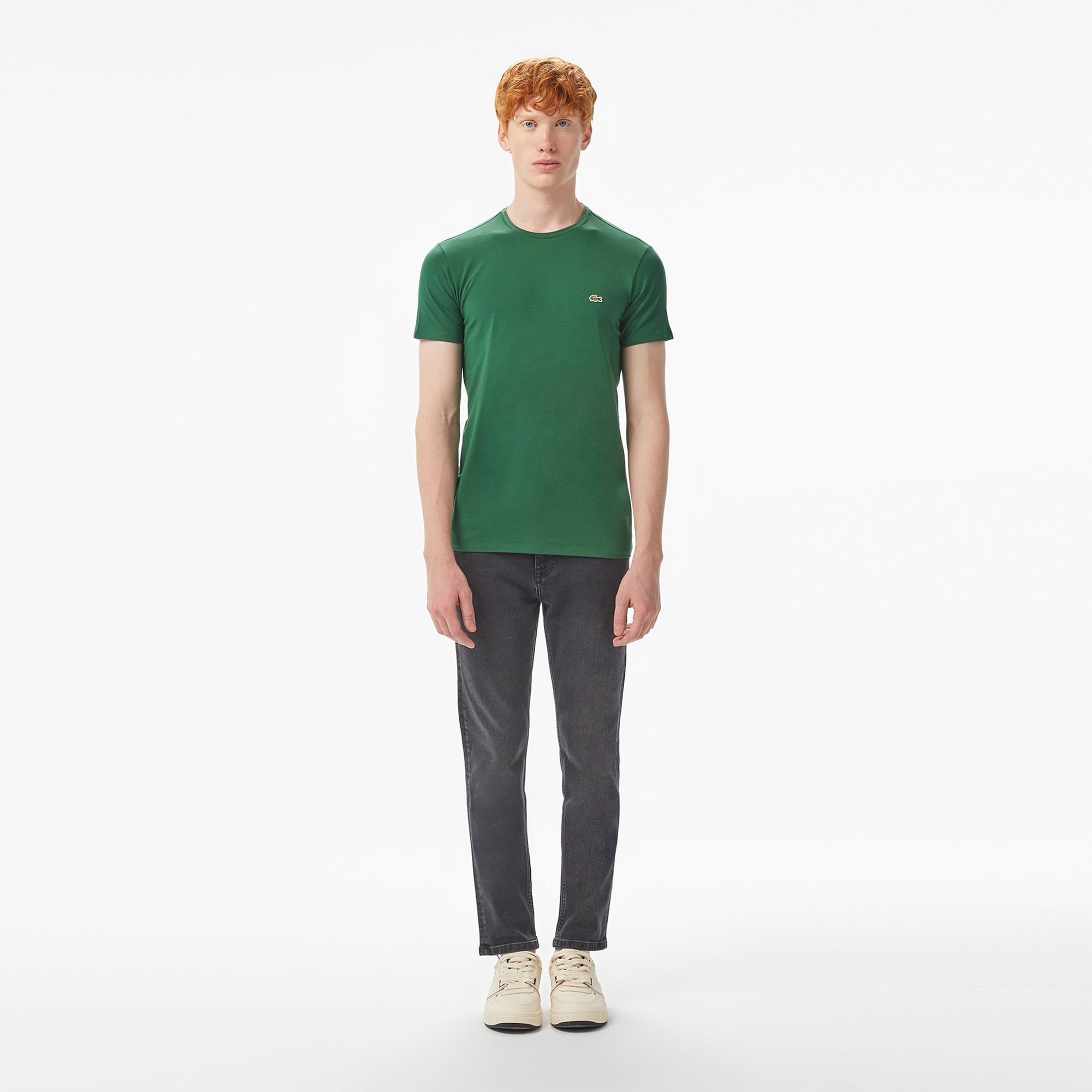 Lacoste Erkek Slim Fit Bisiklet Yaka Koyu Yeşil T-Shirt görsel 5