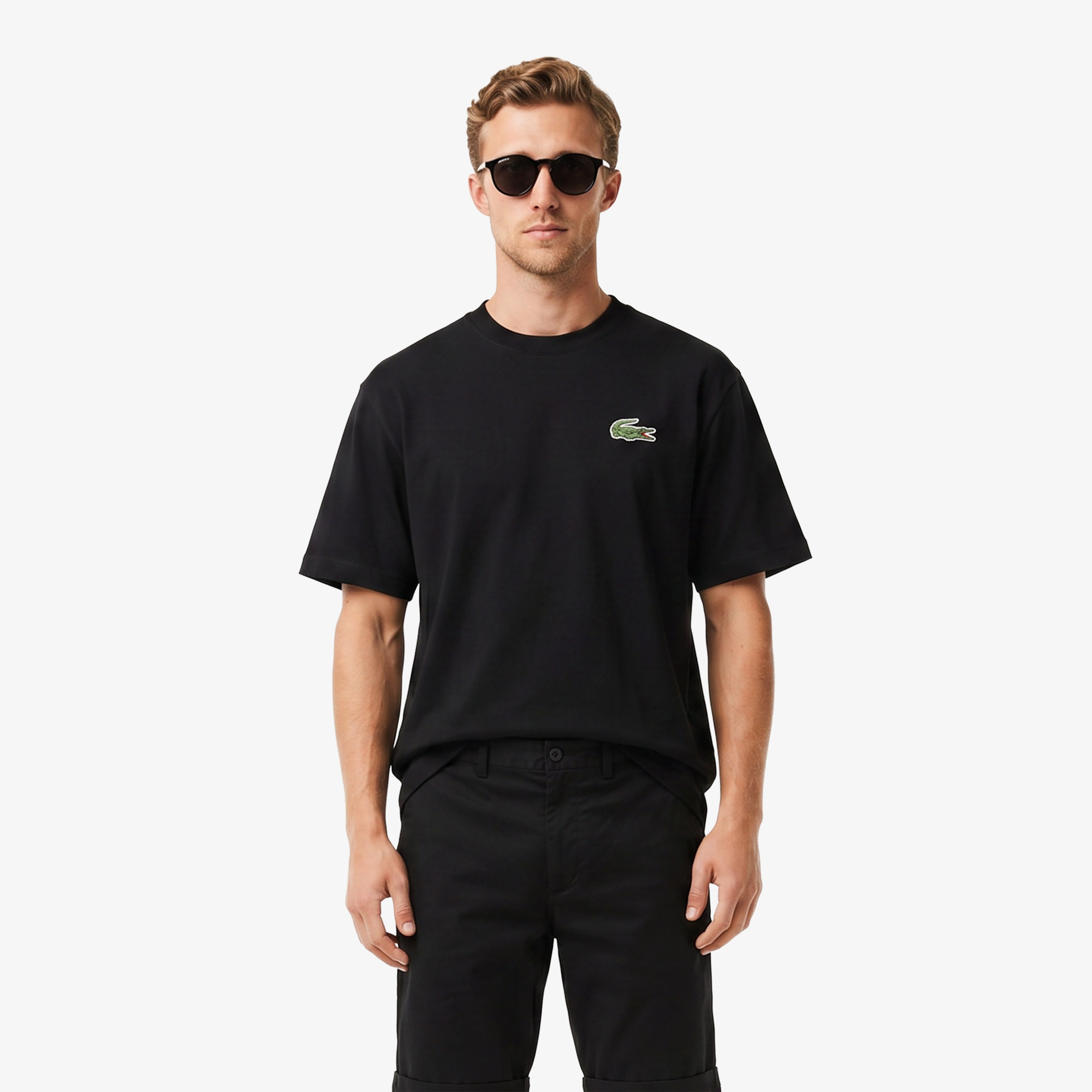 Unisex Loose Fit Bisiklet Yaka Organik Pamuk Siyah T-Shirt