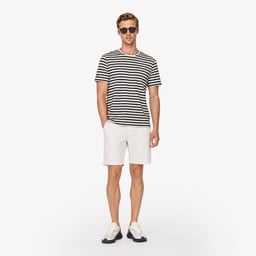 Erkek Relaxed Fit Bisiklet Yaka Çizgili Kahverengi T-Shirt Kahverengi