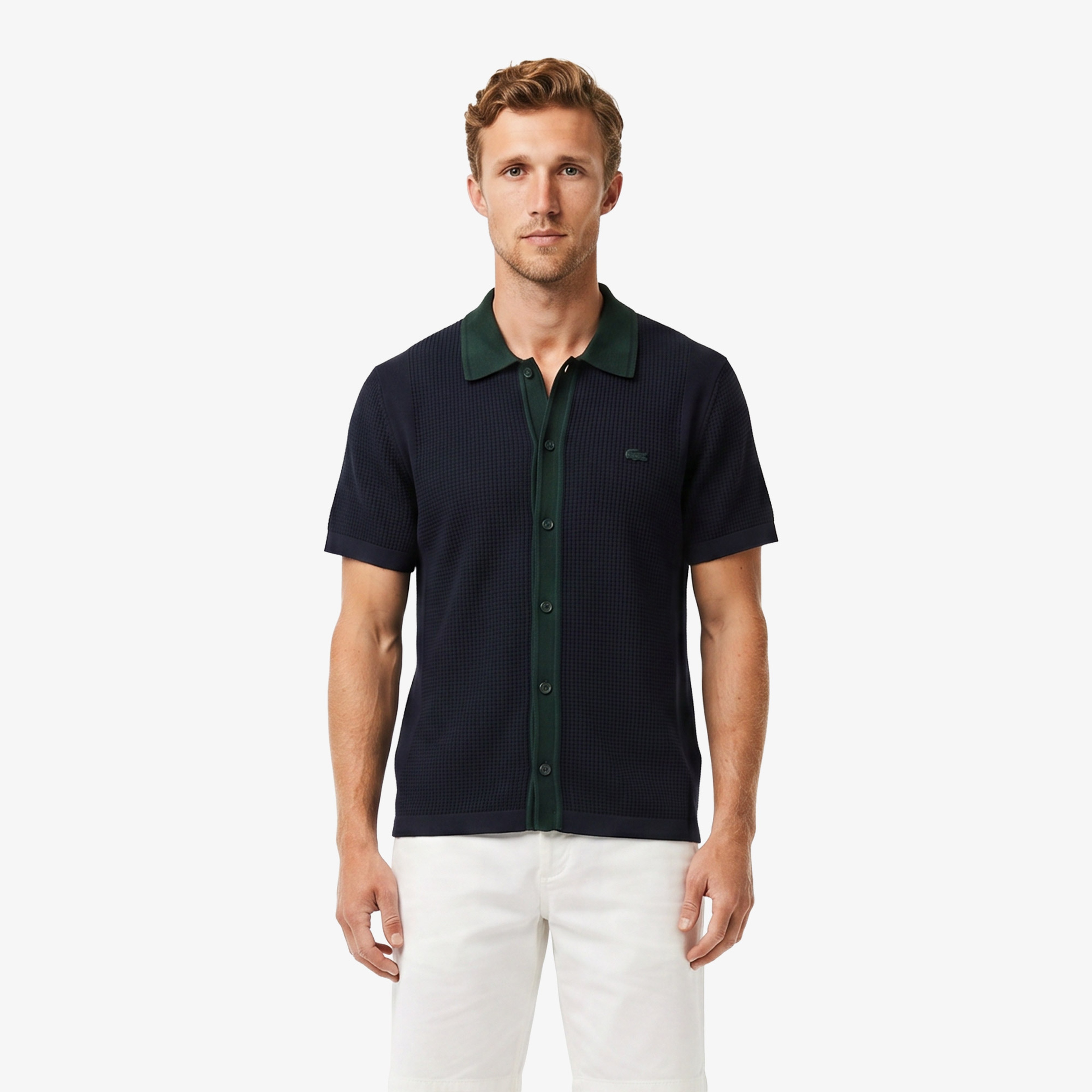 Erkek Classic Fit Kısa Kollu Polo Yaka Koyu Mavi Triko