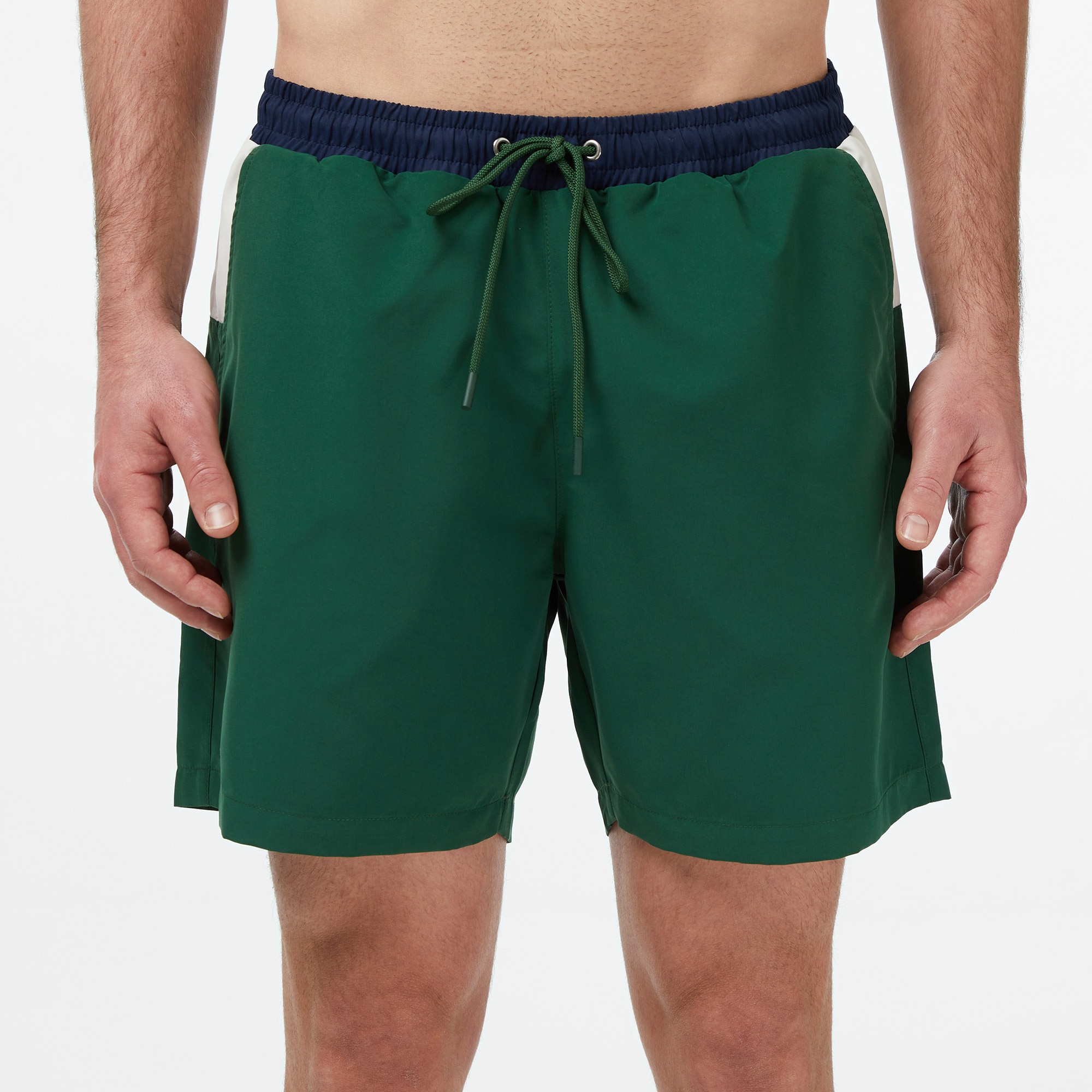 Erkek Regular Fit Renk Bloklu Yeşil Deniz Şortu