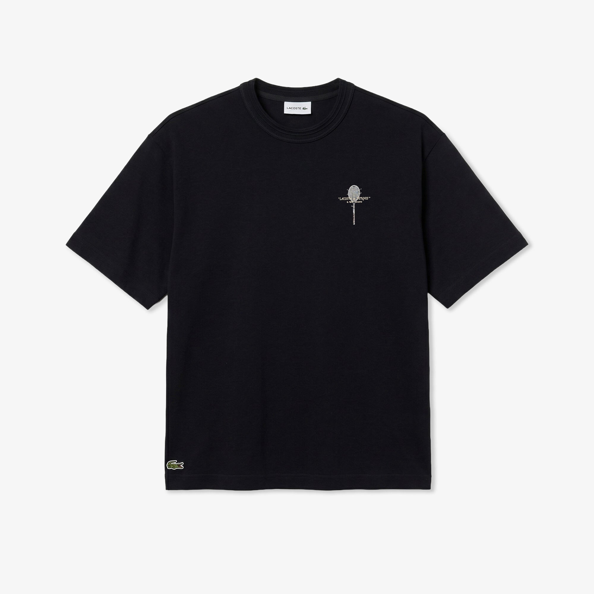Lacoste Erkek Loose Fit Bisiklet Yaka Siyah T-Shirt görsel 3