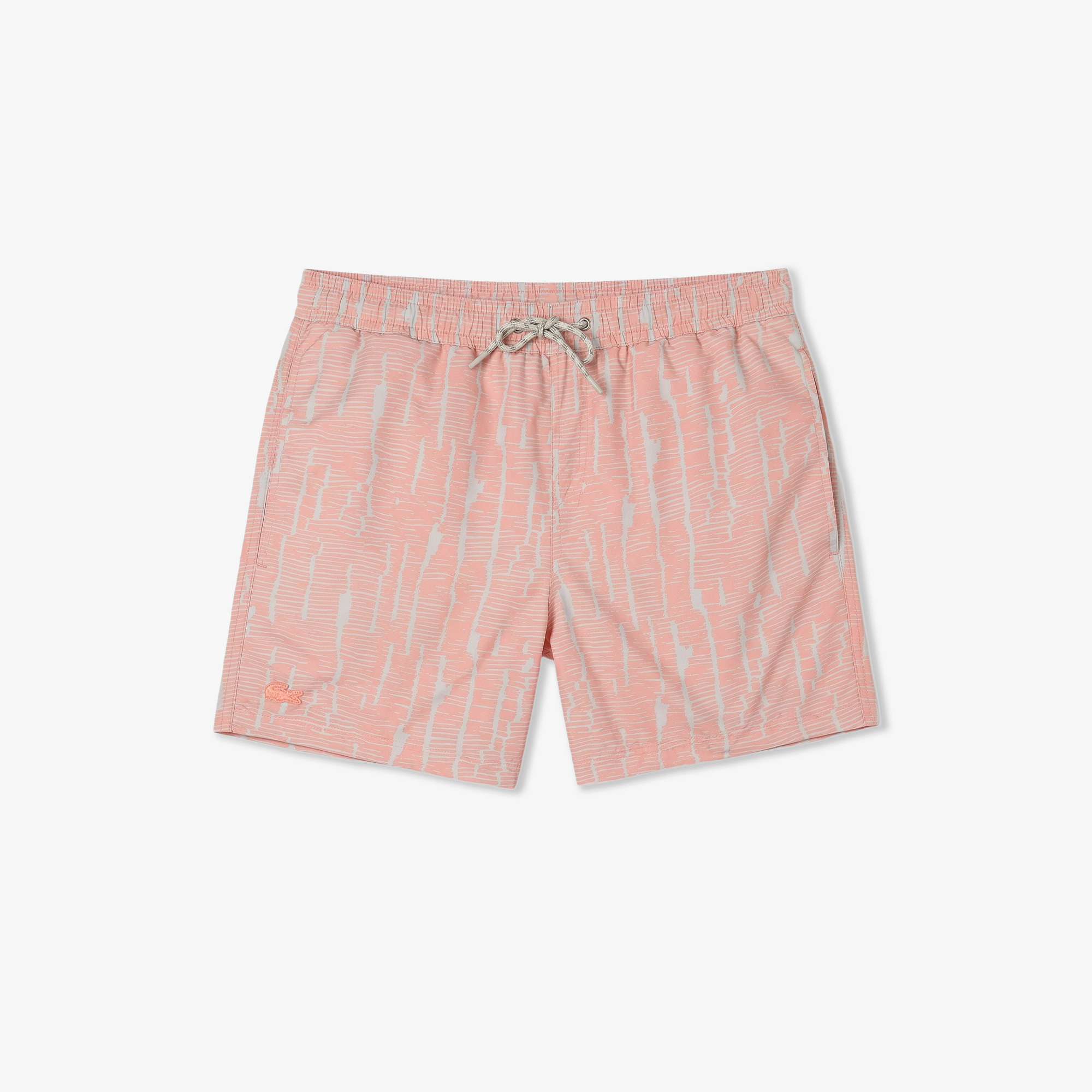 Lacoste Erkek Regular Fit Desenli Pembe Deniz Şortu görsel 3