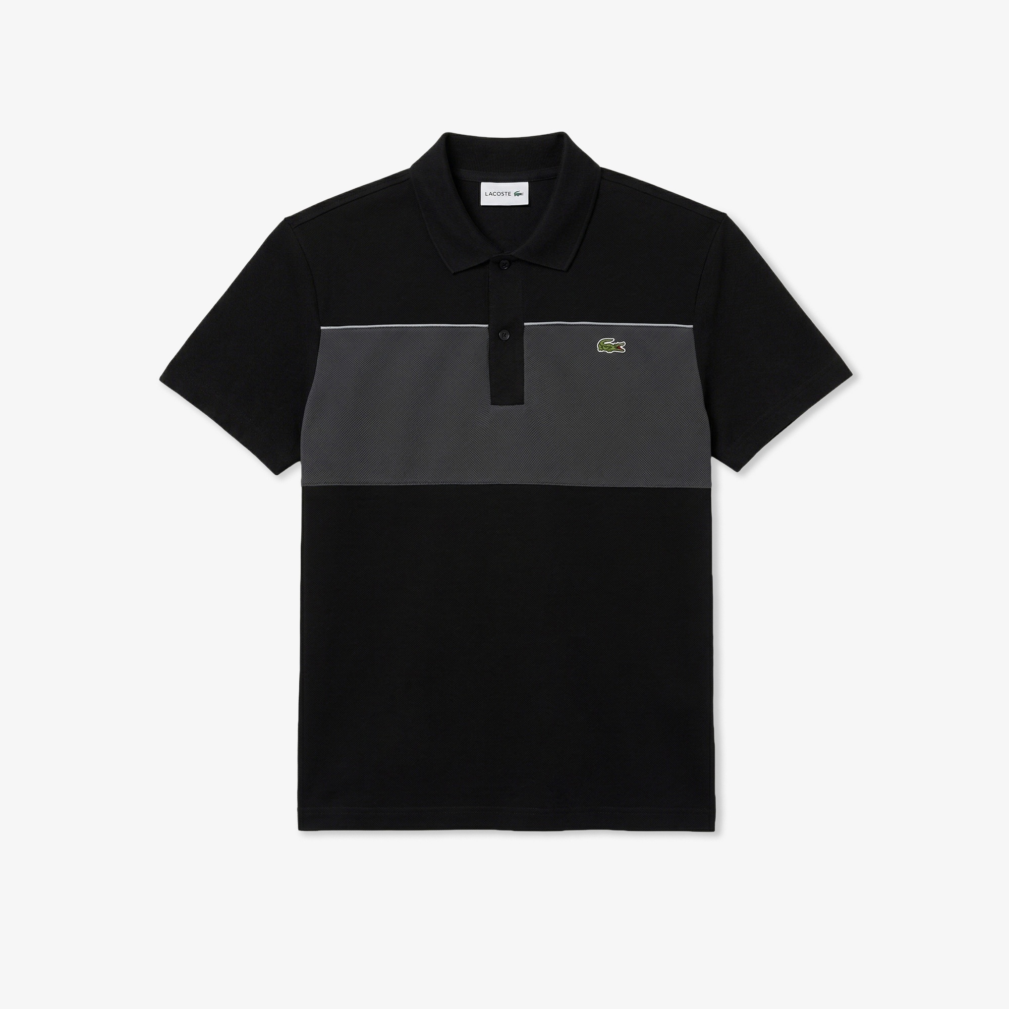 Erkek Regular Fit Renk Bloklu Koyu Gri Polo