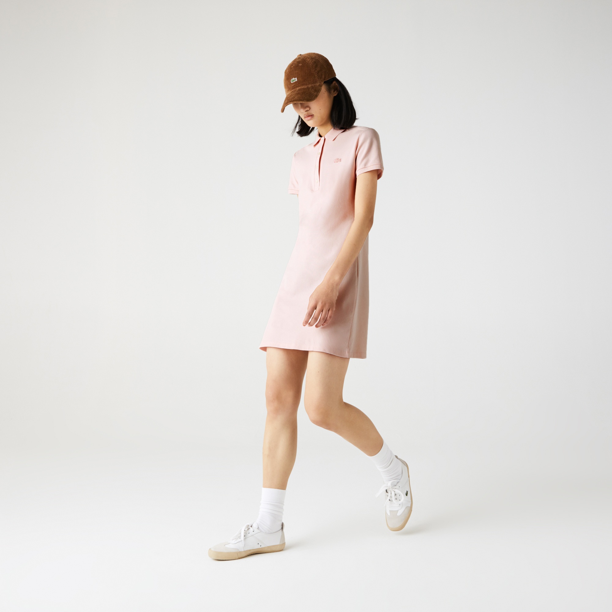 Kadın Slim Fit Kısa Kollu Polo Yaka Pembe Elbise