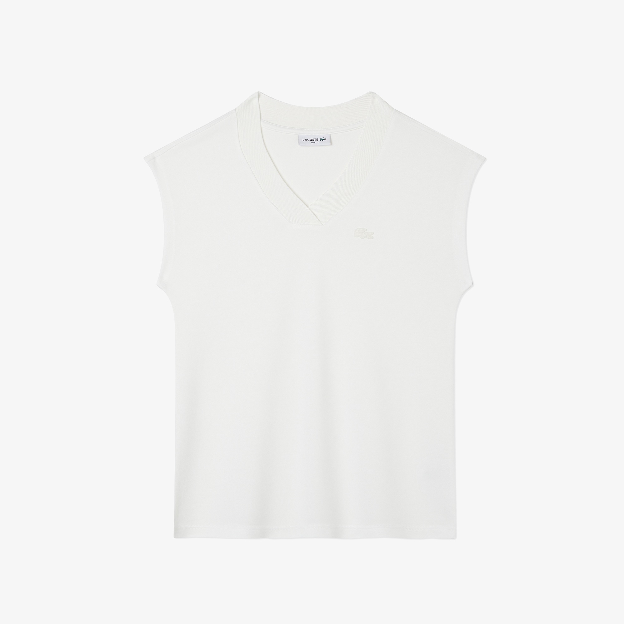 Kadın Slim Fit Kolsuz V Yaka Krem Bluz