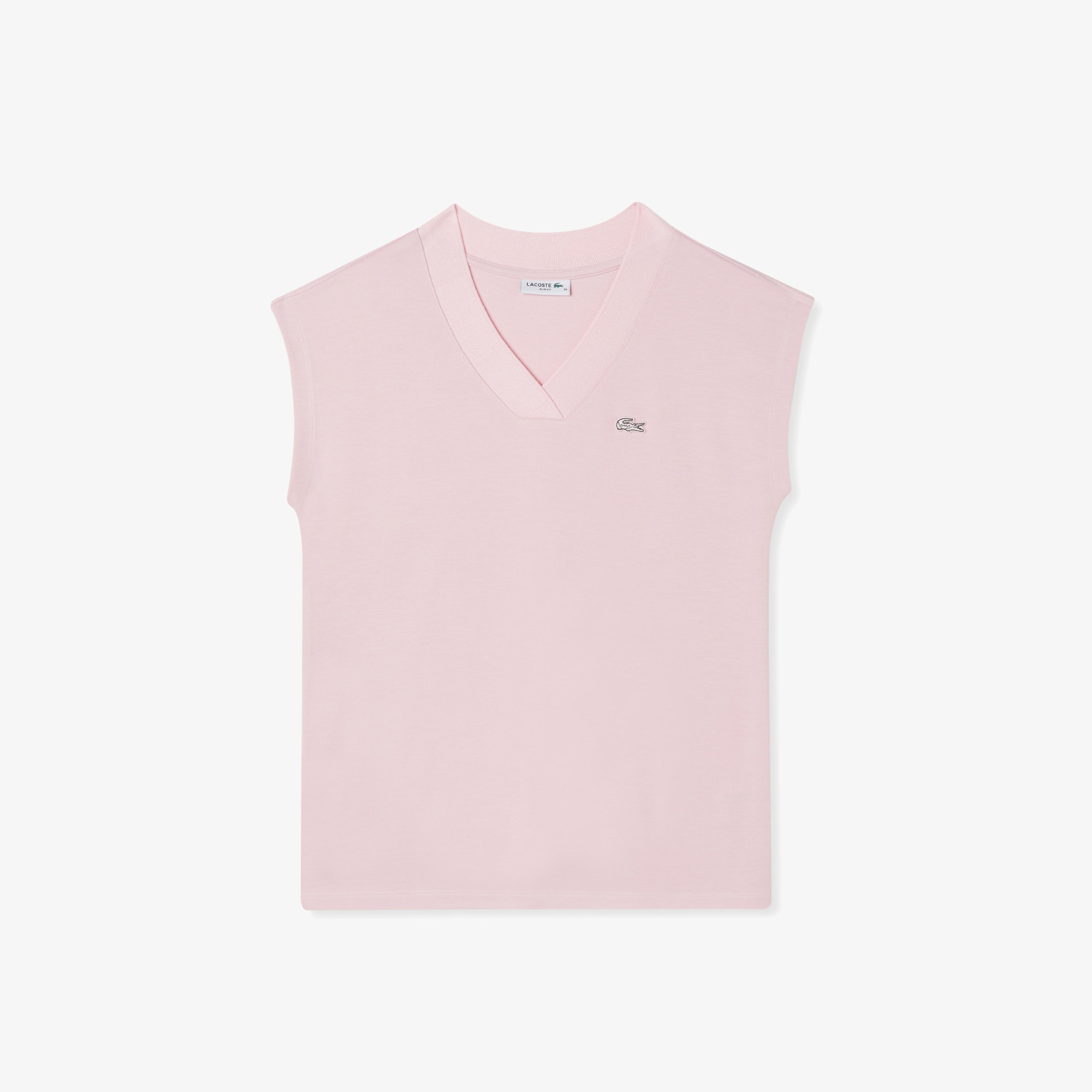 Kadın Slim Fit Kolsuz V Yaka Açık Pembe Bluz