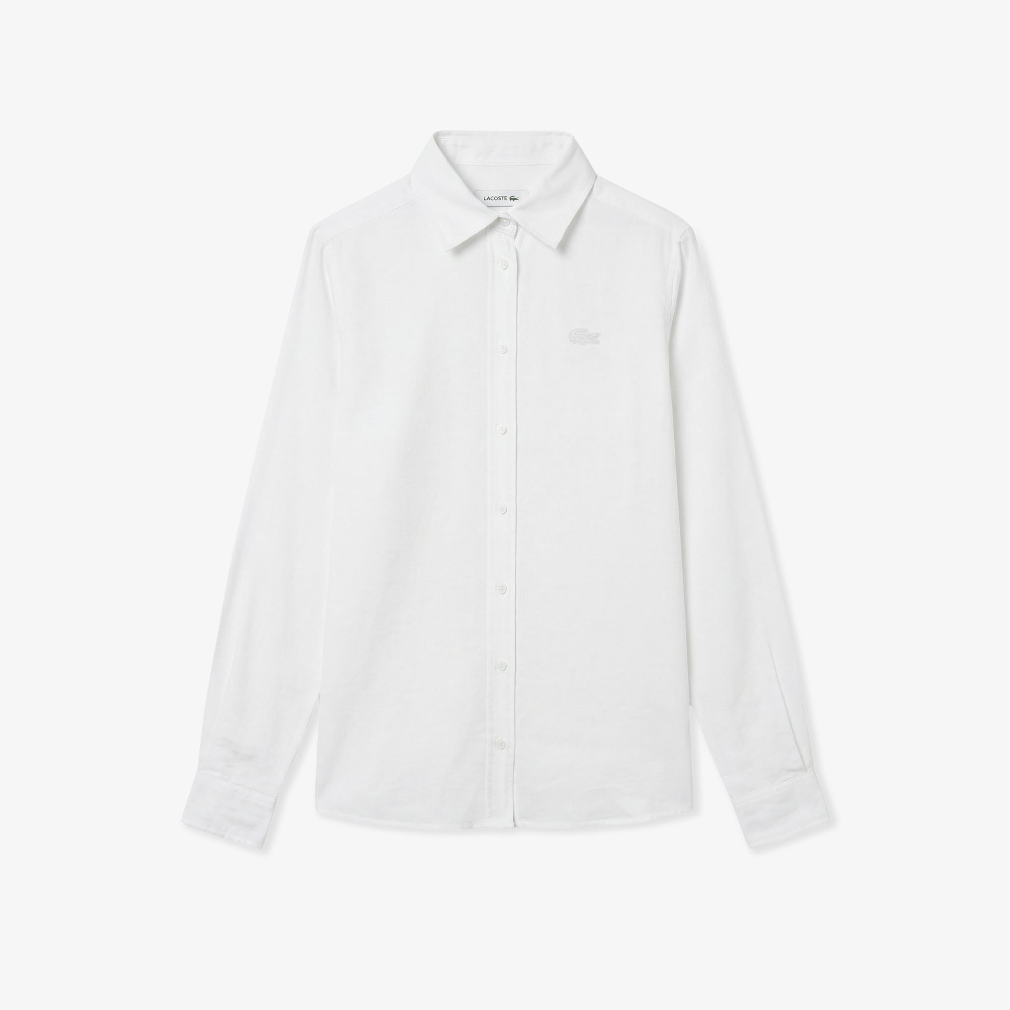 Lacoste Kadın Relaxed Fit Keten Beyaz Gömlek görsel 3