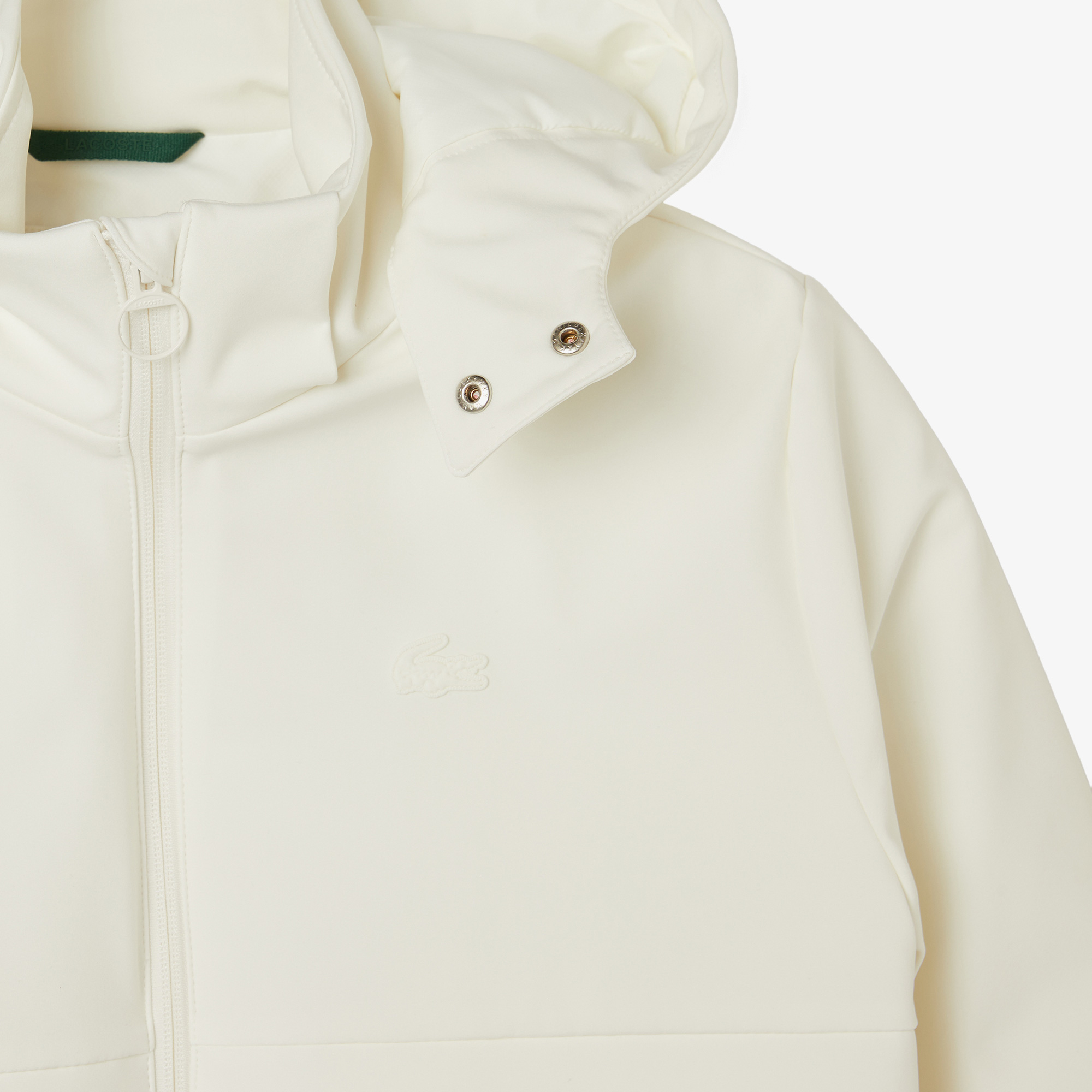 Lacoste Kadın Regular Fit Kapüşonlu Baskılı Krem Yağmurluk görsel 4