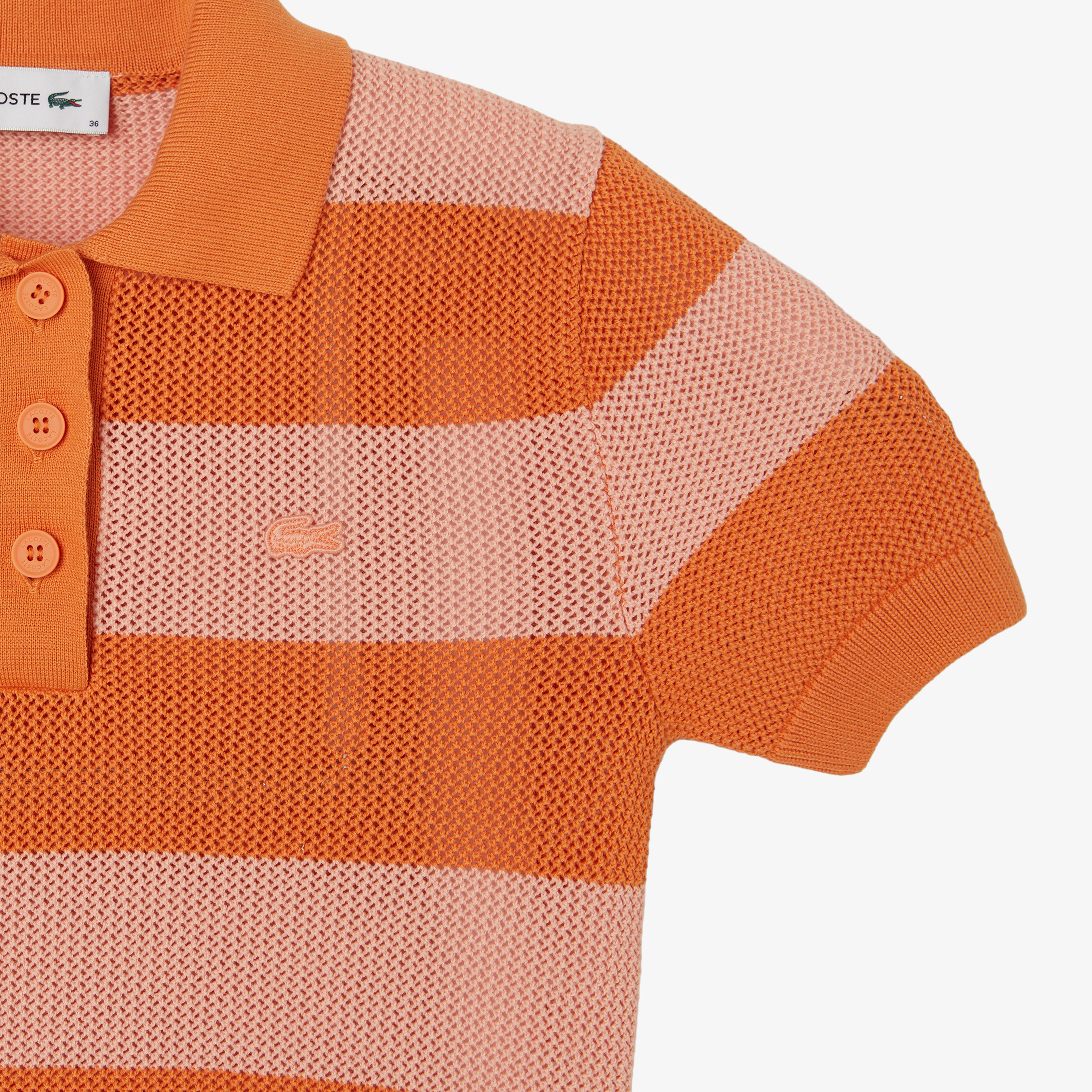 Kadın Regular Fit Kısa Kollu Polo Yaka Çizgili Turuncu Bluz Kadın Regular Fit Kısa Kollu Polo Yaka Çizgili Turuncu Bluz