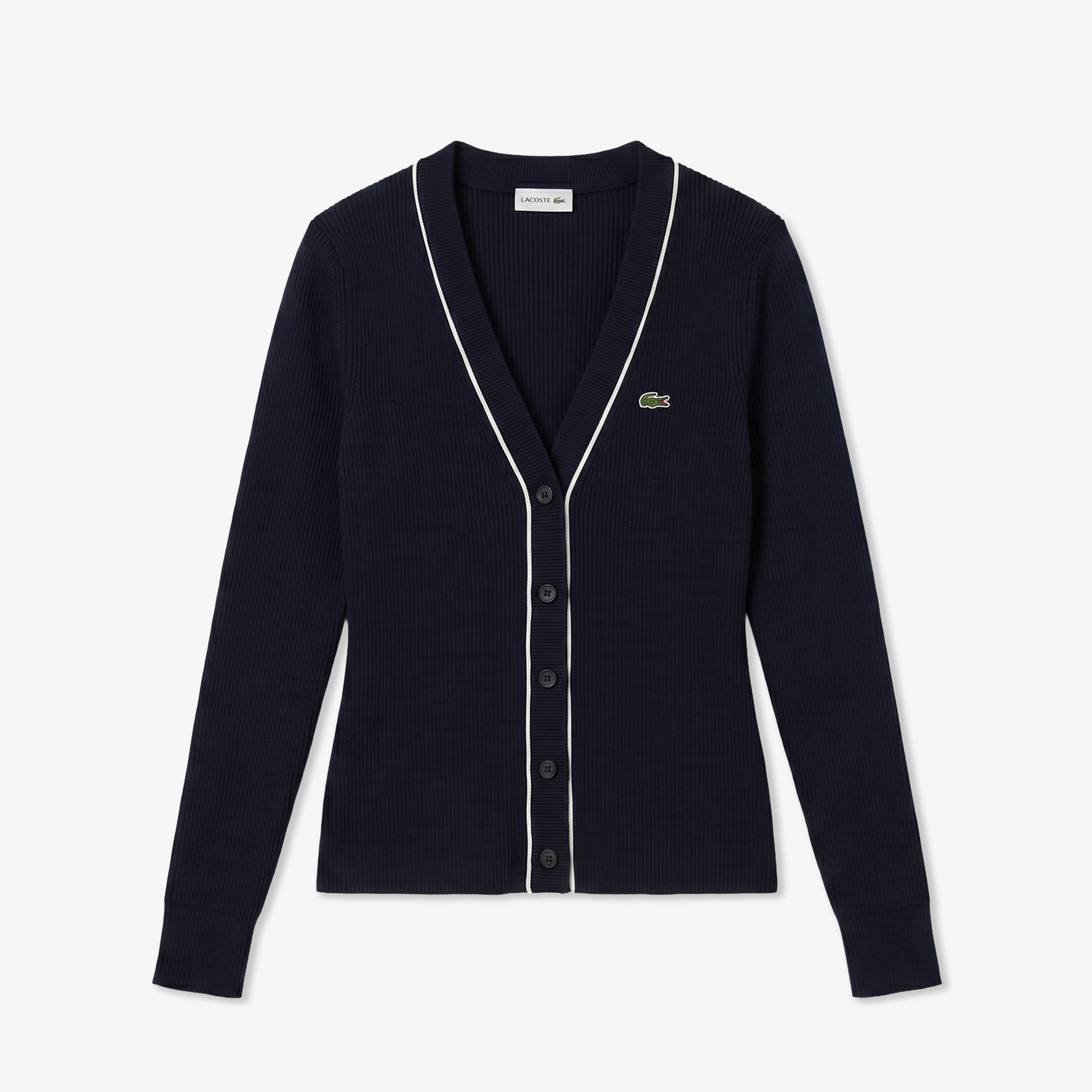 Kadın Slim Fit V Yaka Lacivert Hırka