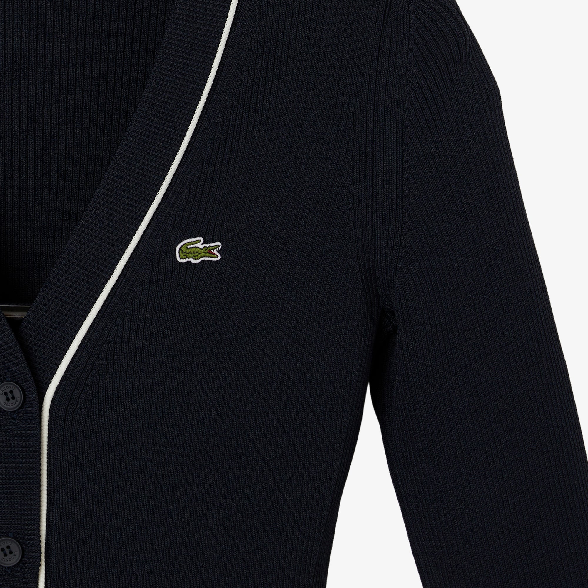 Lacoste Kadın Slim Fit V Yaka Lacivert Hırka görsel 4