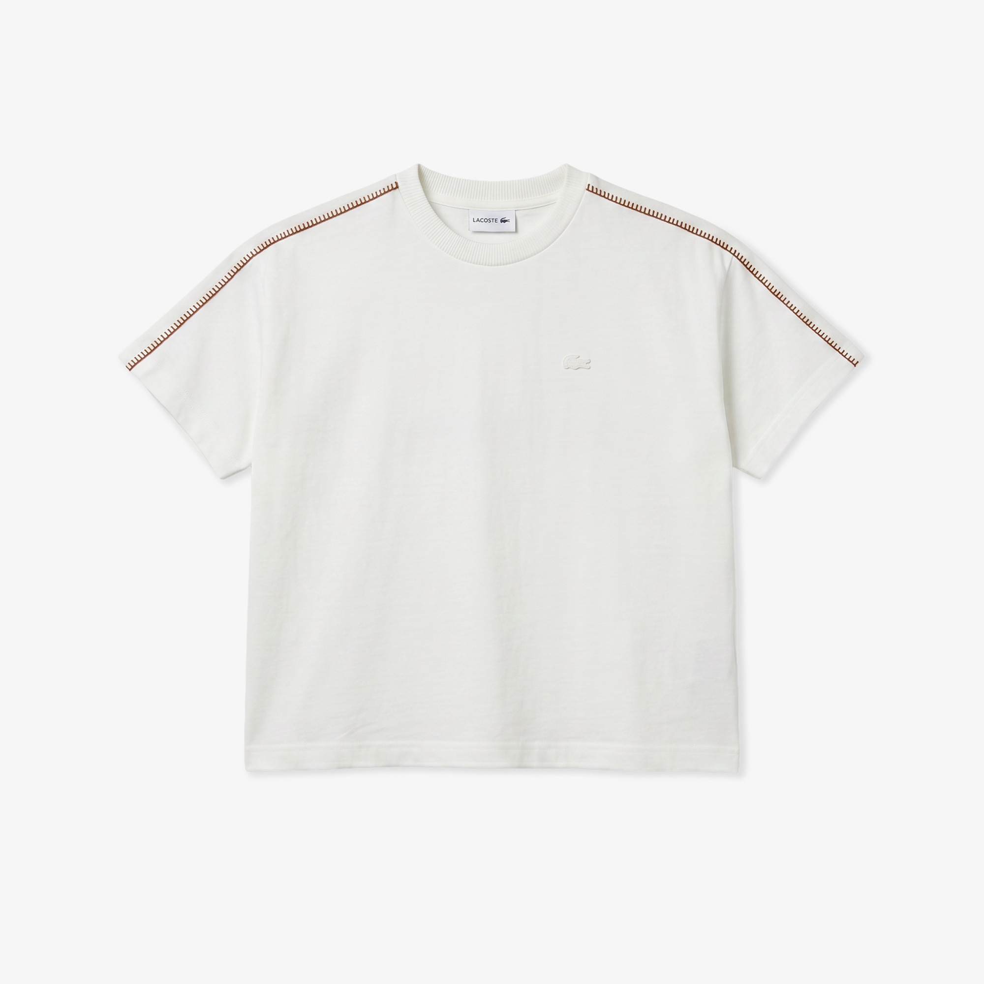 Kadın Loose Fit Bisiklet Yaka Krem T-Shirt