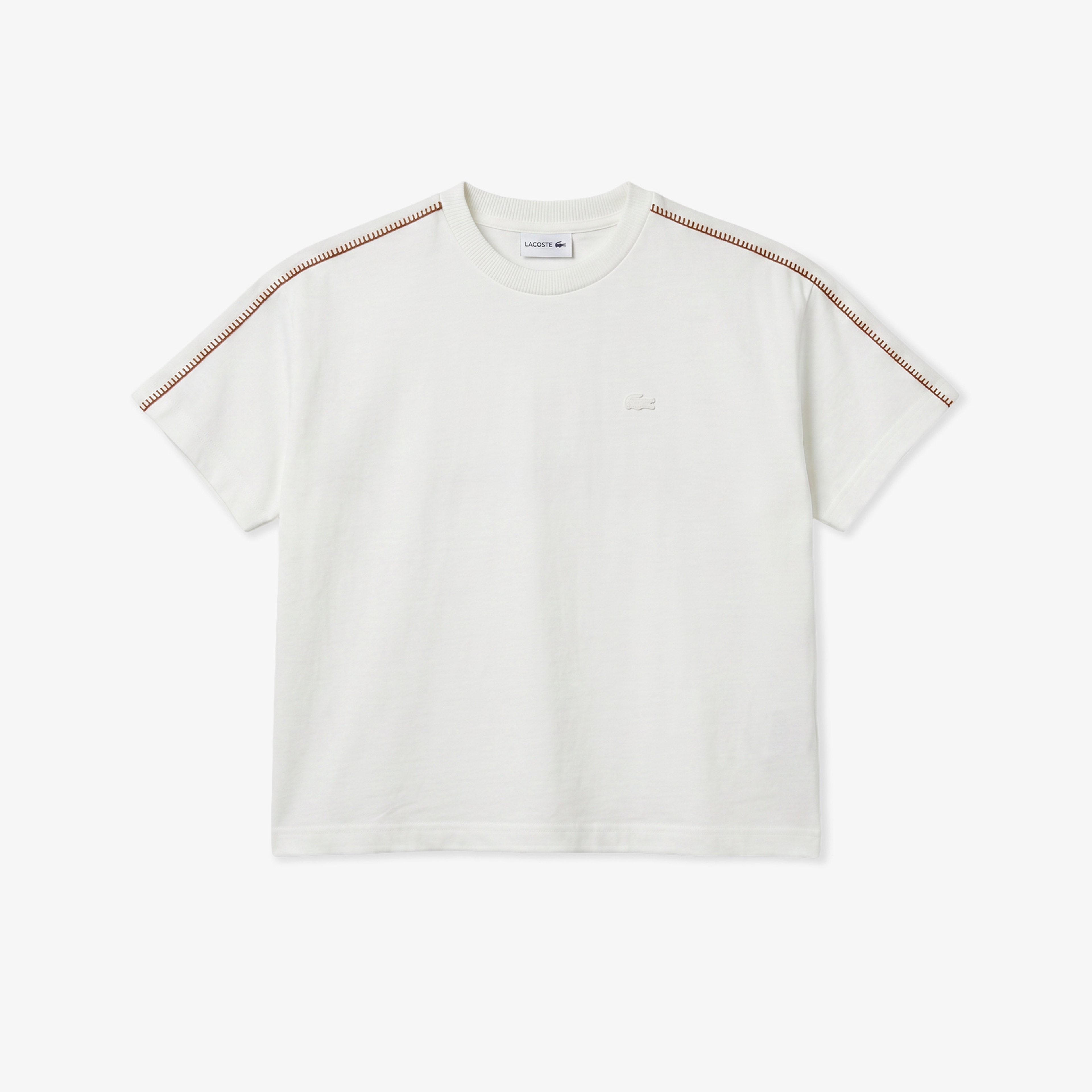Kadın Loose Fit Bisiklet Yaka Krem T-Shirt