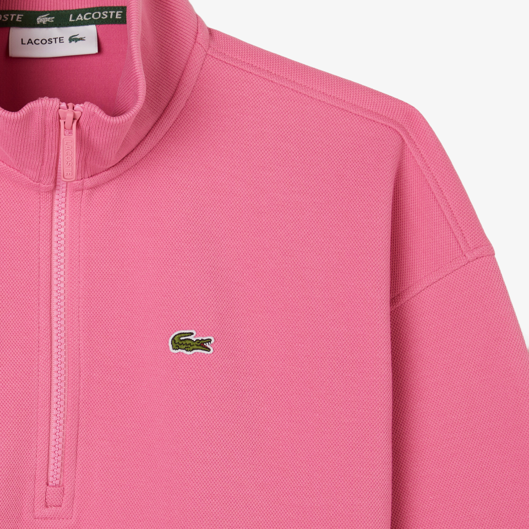 Lacoste Kadın Relaxed Fit Yarım Fermuarlı Koyu Pembe Sweatshirt görsel 4