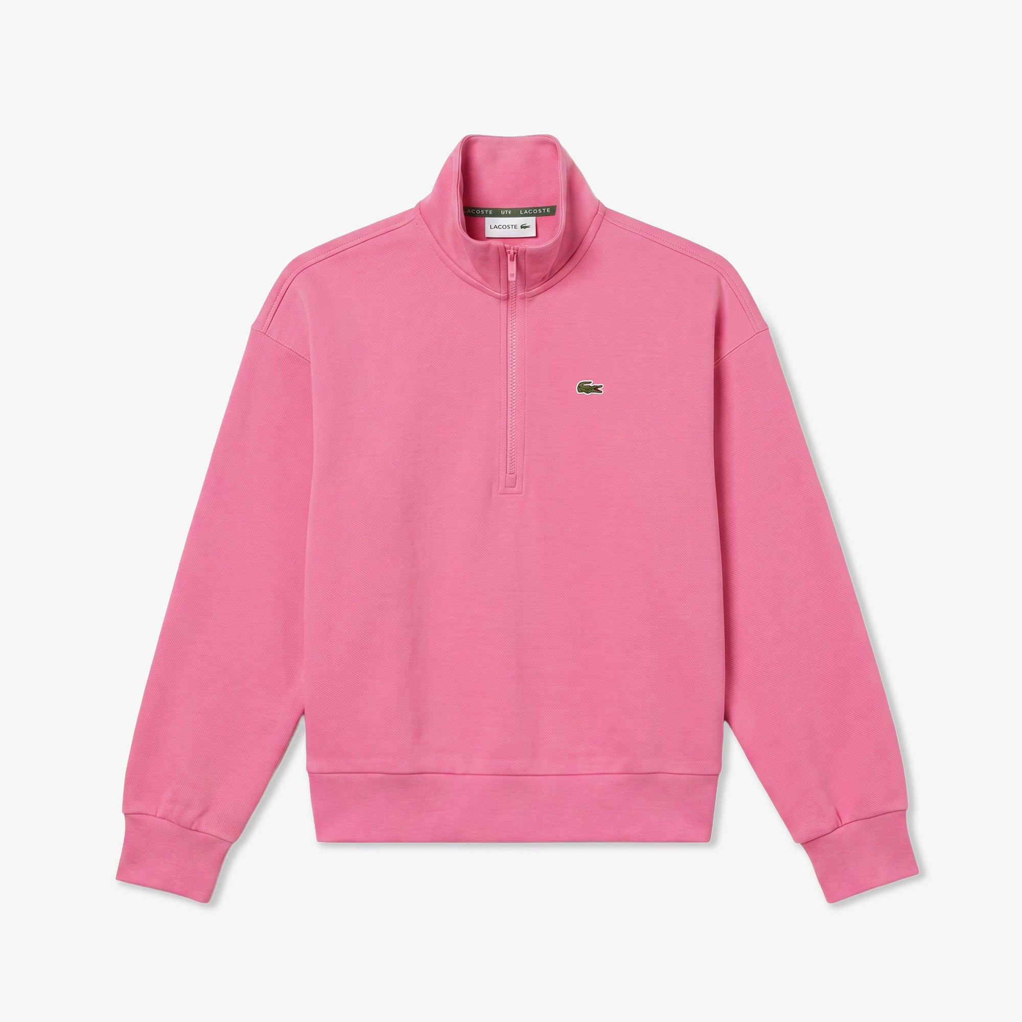 Lacoste Kadın Relaxed Fit Yarım Fermuarlı Koyu Pembe Sweatshirt görsel 3