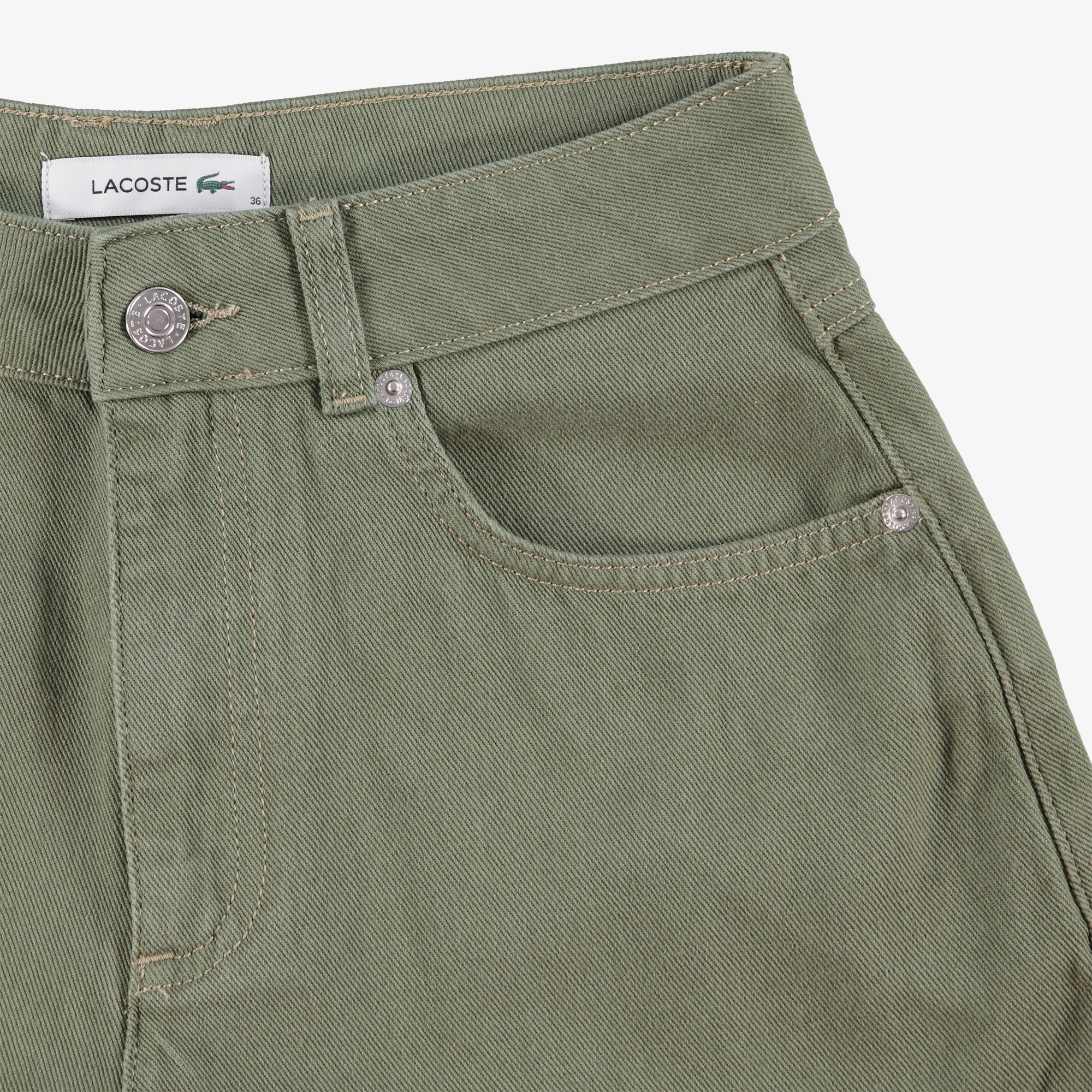 Lacoste Kadın Slim Fit Haki Bermuda görsel 5