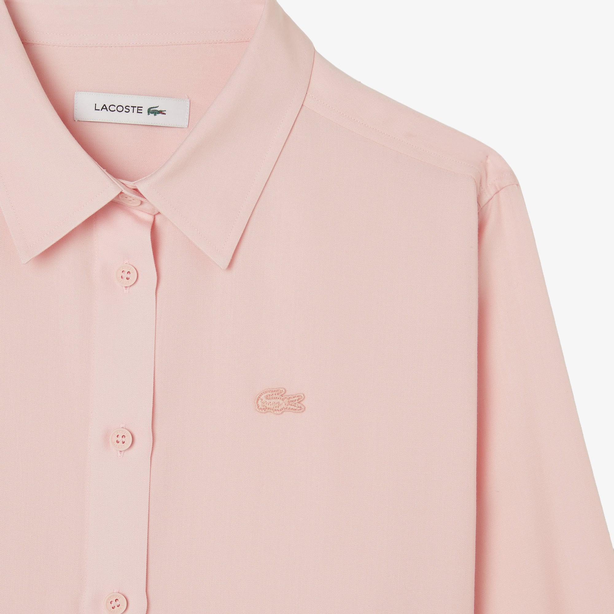 Lacoste Kadın Slim Fit Açık Pembe Gömlek görsel 4