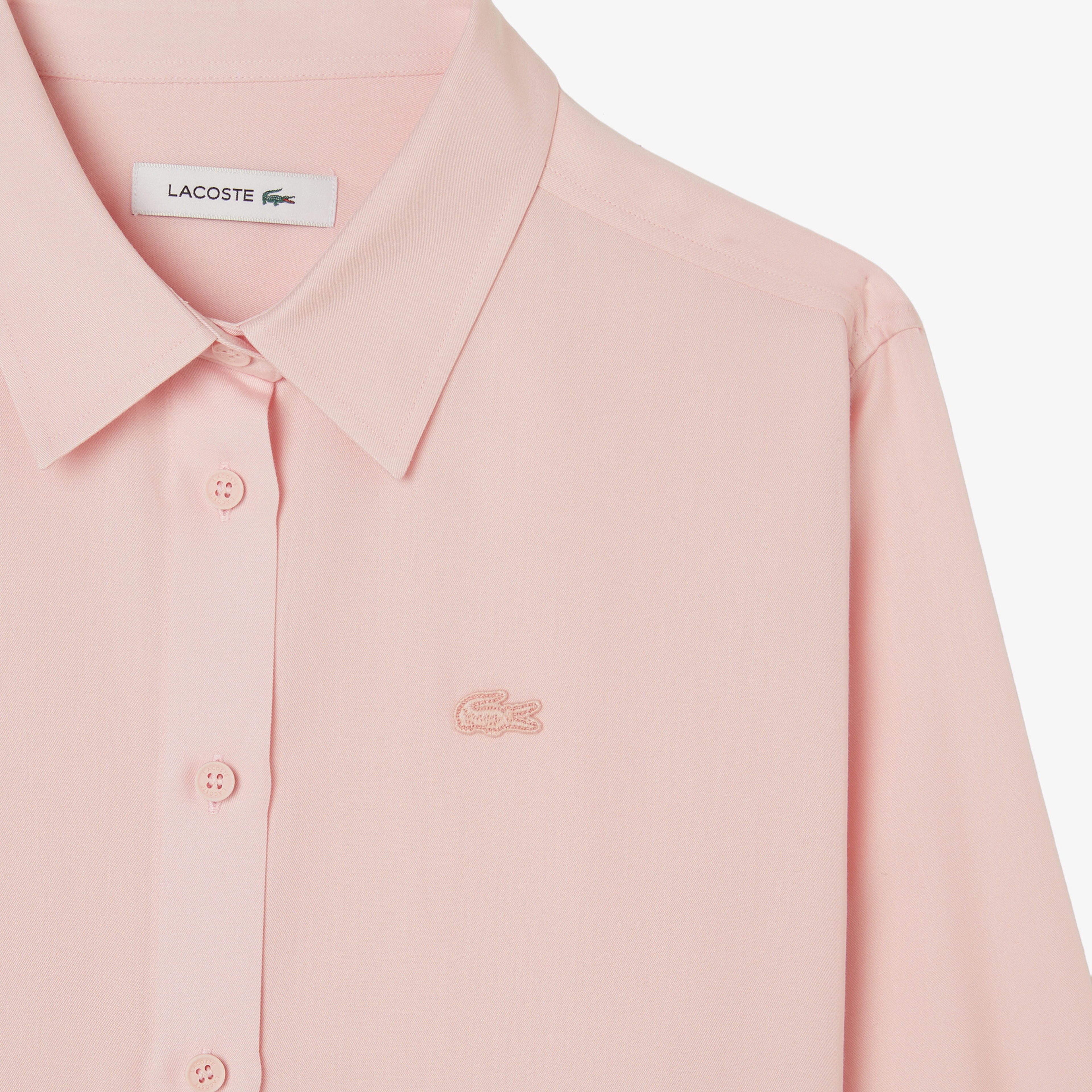 Kadın Slim Fit Düğmeli Yaka Açık Pembe Gömlek Kadın Slim Fit Düğmeli Yaka Açık Pembe Gömlek