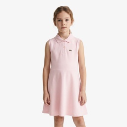 Kız Çocuk Kolsuz Polo Yaka Pembe Elbise Pembe