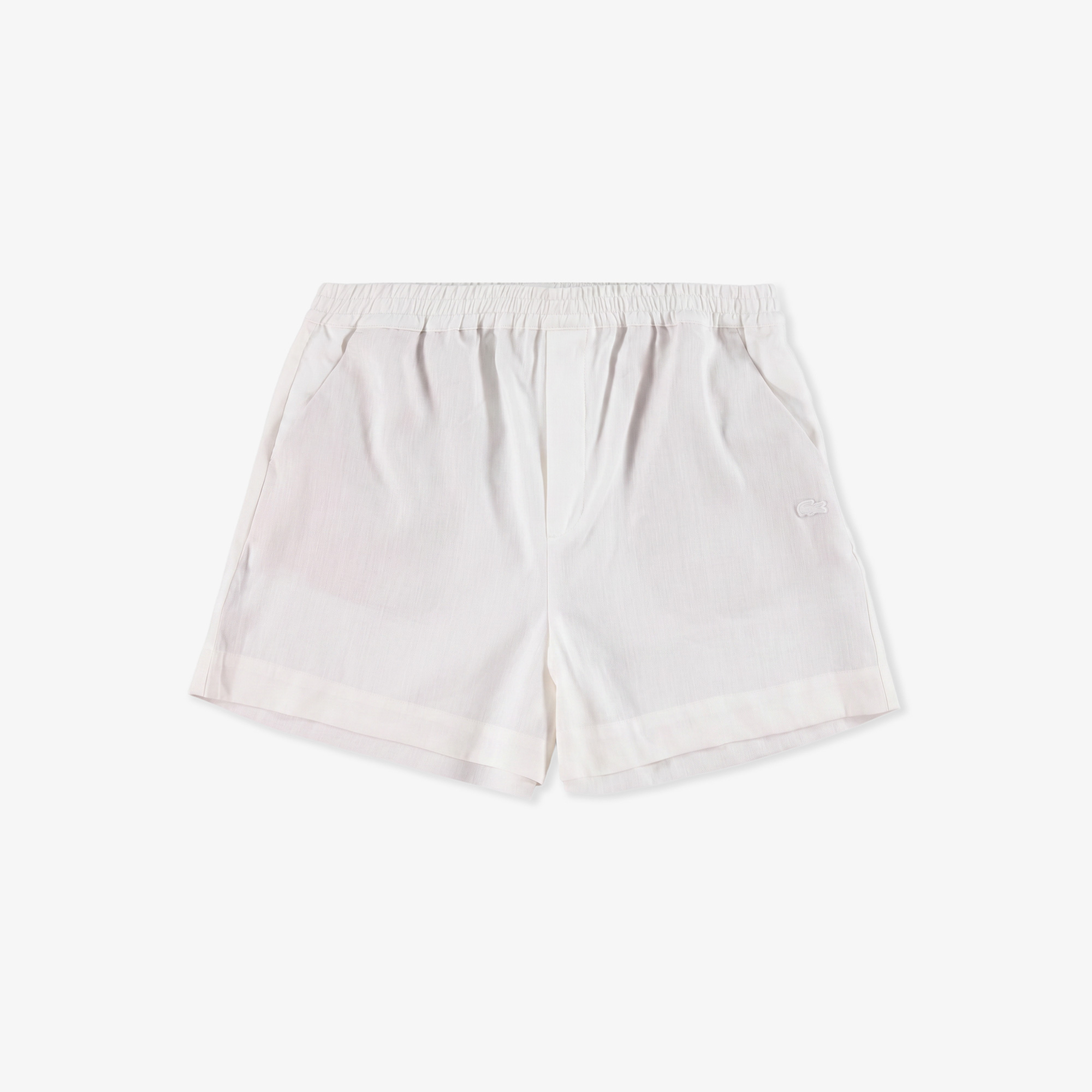 Lacoste Kadın Relaxed Fit Keten Krem Şort görsel 3
