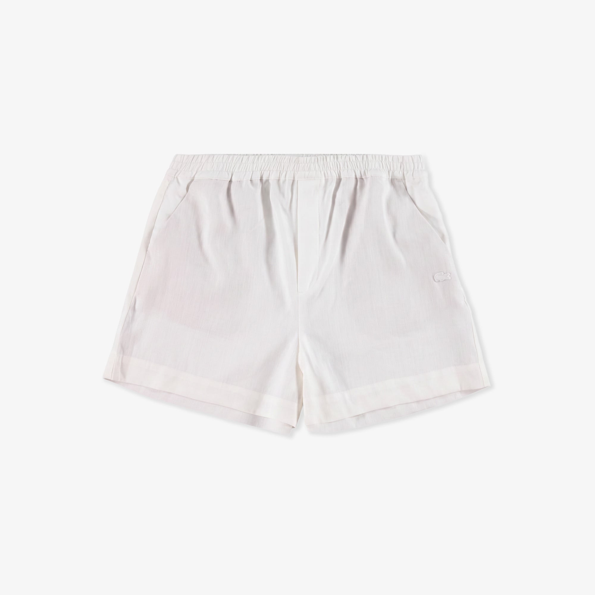 Kadın Relaxed Fit Keten Krem Şort