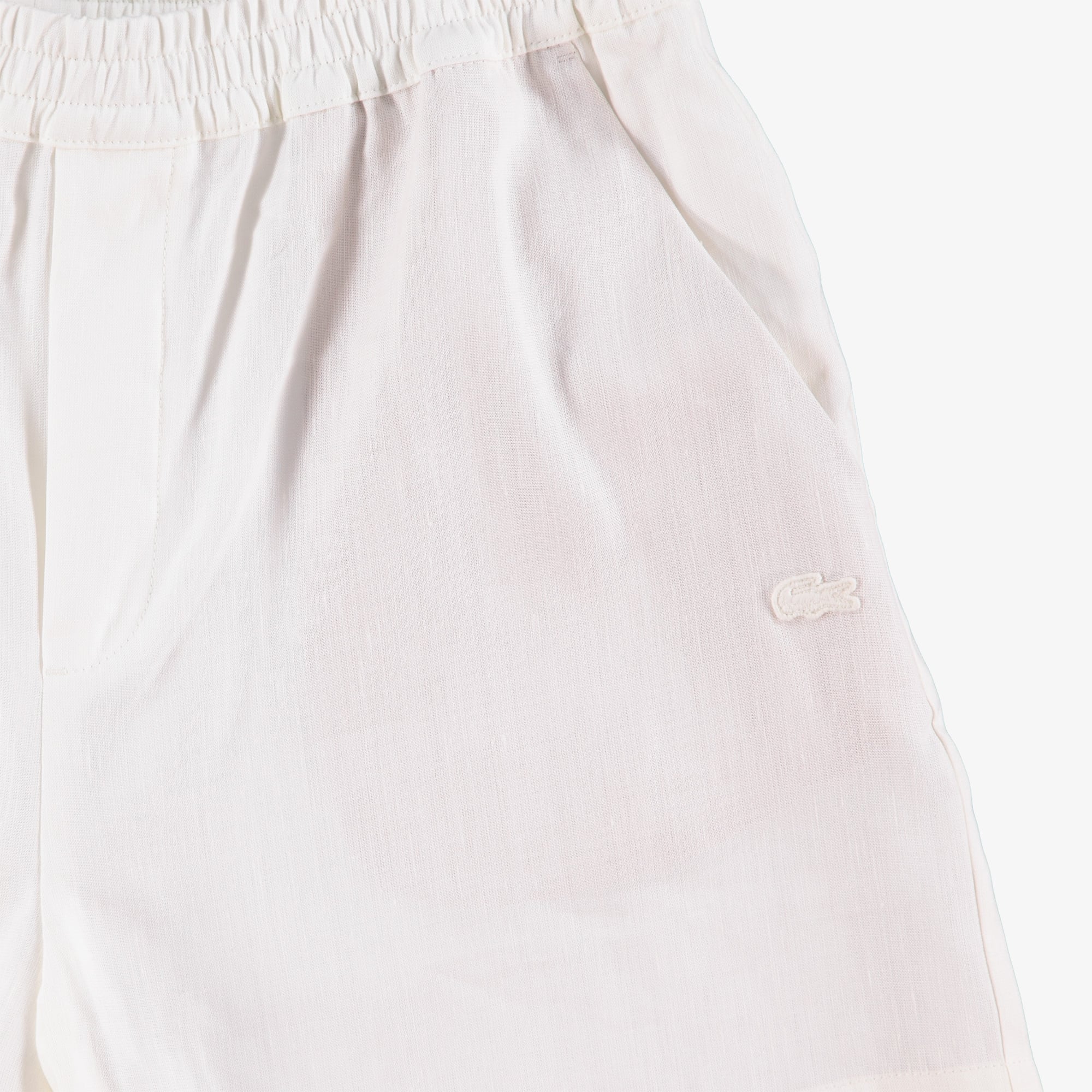 Lacoste Kadın Relaxed Fit Keten Krem Şort görsel 4