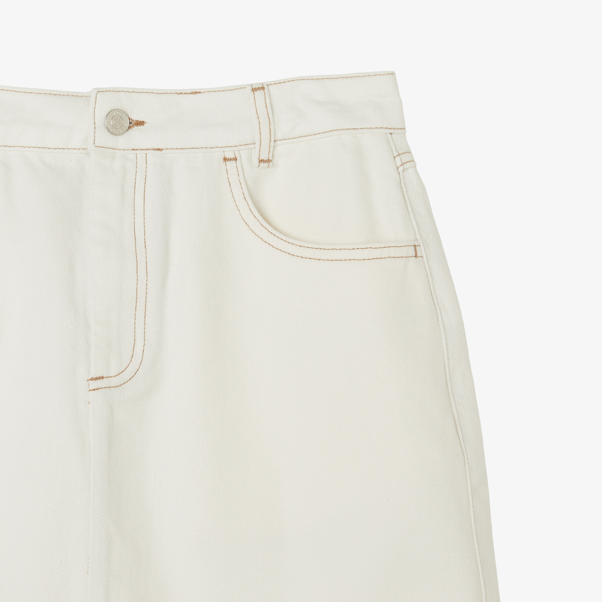 Lacoste Kadın Classic Fit Denim Krem Etek görsel 4