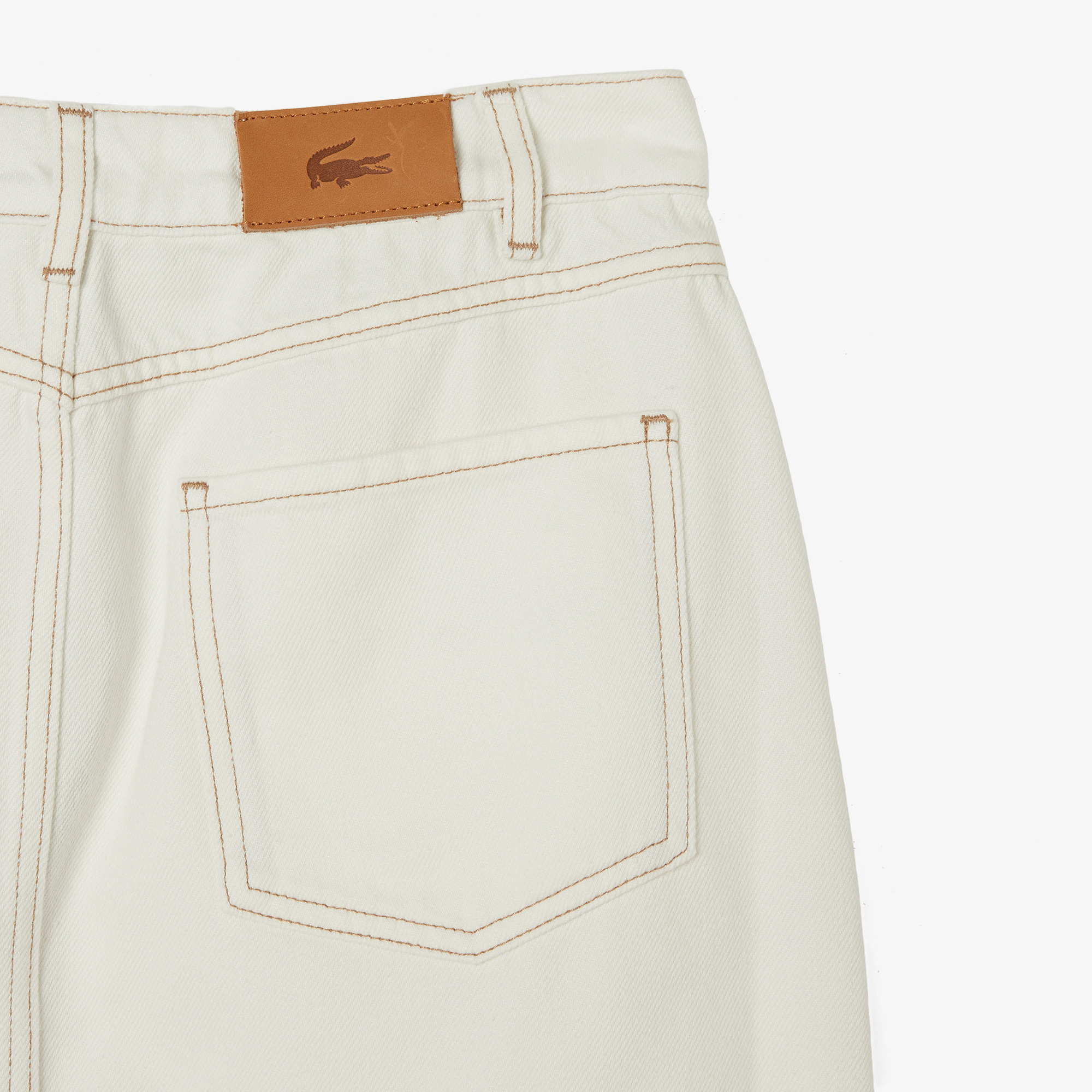 Lacoste Kadın Classic Fit Denim Krem Etek görsel 5