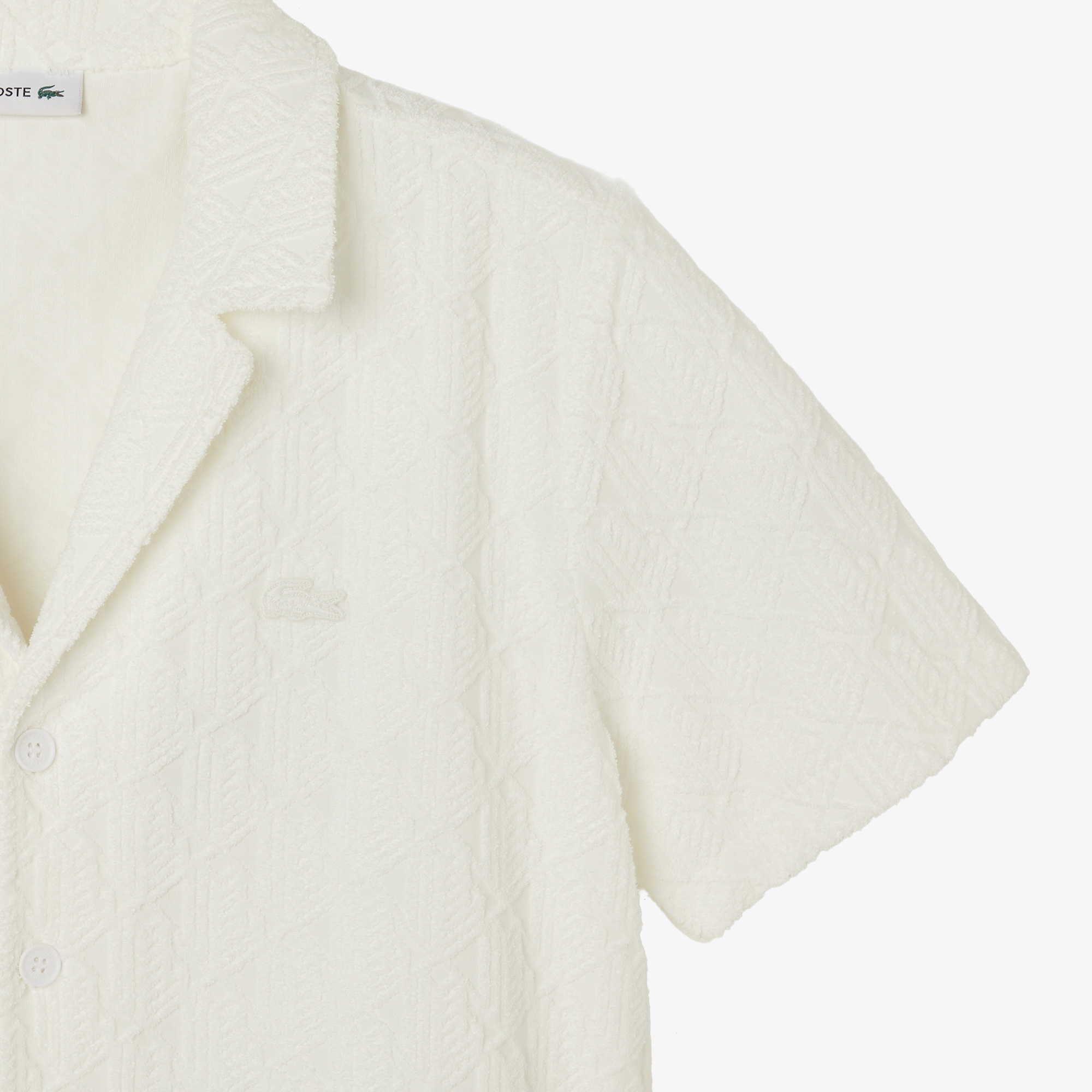 Lacoste Kadın Regular Fit Kısa Kollu Monogram Beyaz Gömlek görsel 4