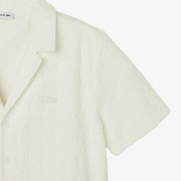 Kadın Regular Fit Kısa Kollu Monogram Beyaz Gömlek Beyaz