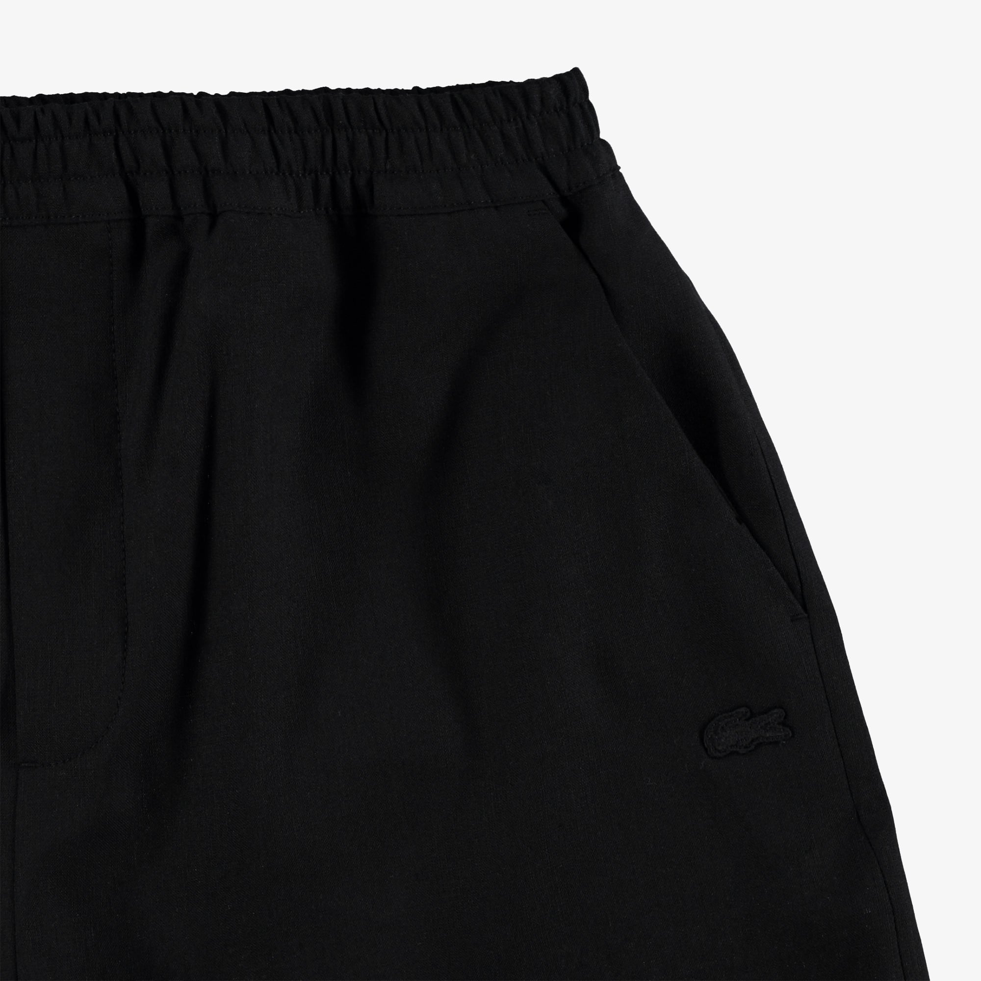Lacoste Kadın Relaxed Fit Keten Siyah Bermuda Şort görsel 4