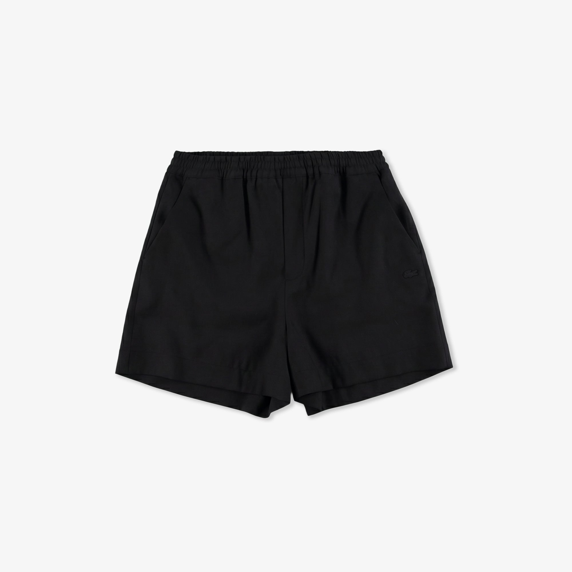 Lacoste Kadın Relaxed Fit Keten Siyah Bermuda Şort görsel 3