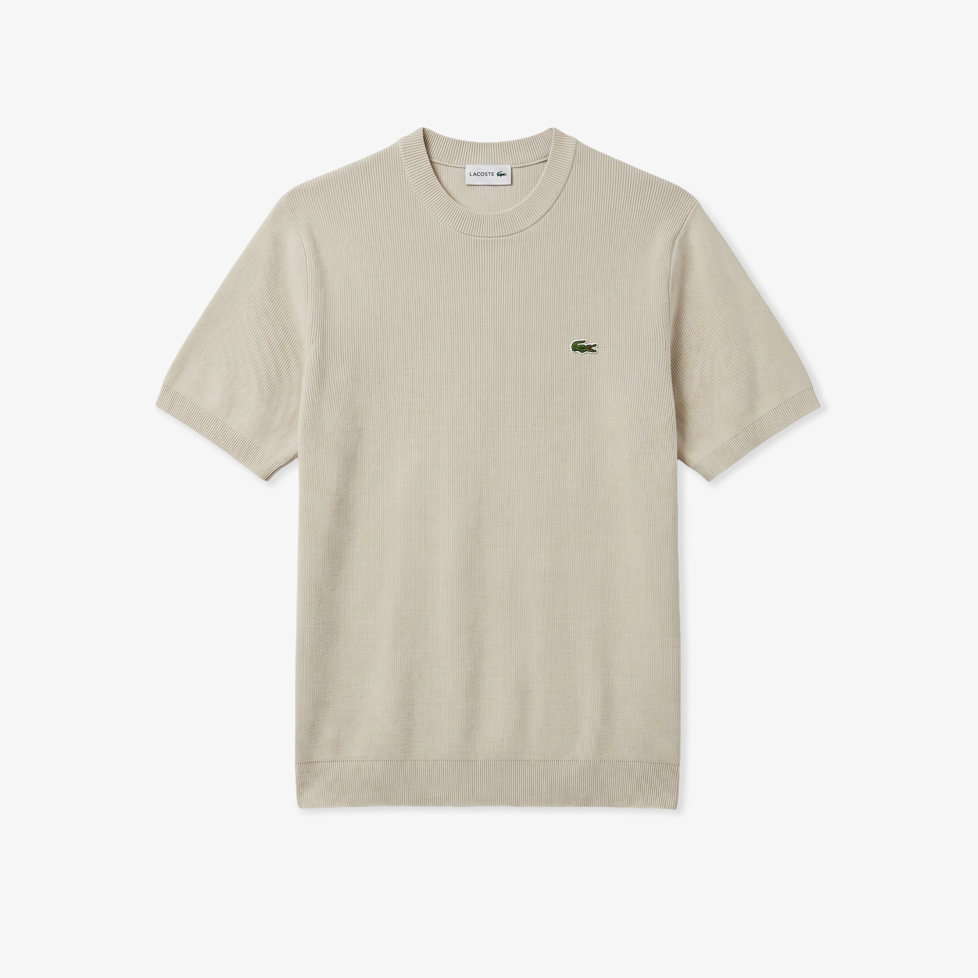Lacoste Erkek Classic Fit Kısa Kollu Bisiklet Yaka Bej Triko görsel 3