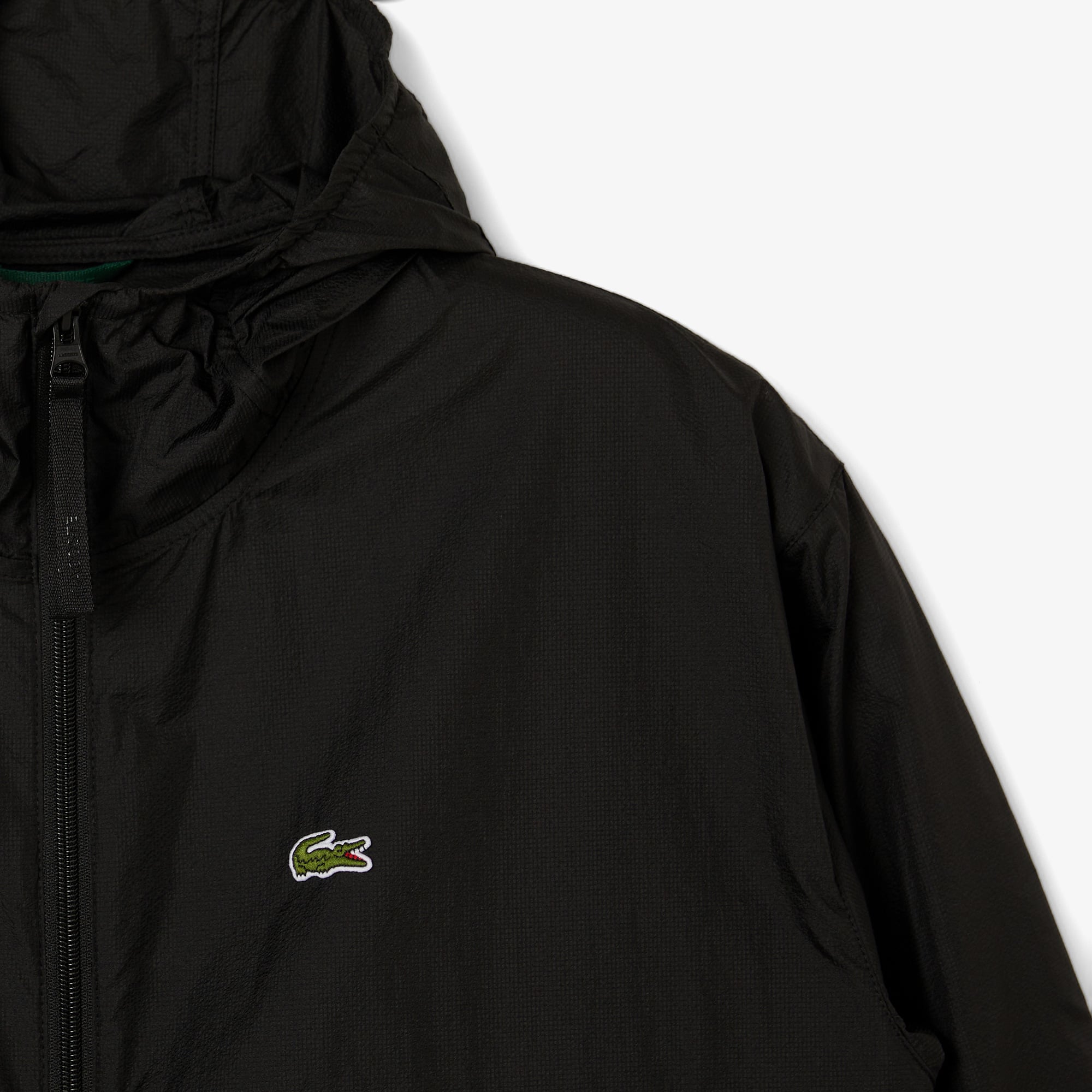 Lacoste Erkek Kapüşonlu Siyah Yağmurluk görsel 6