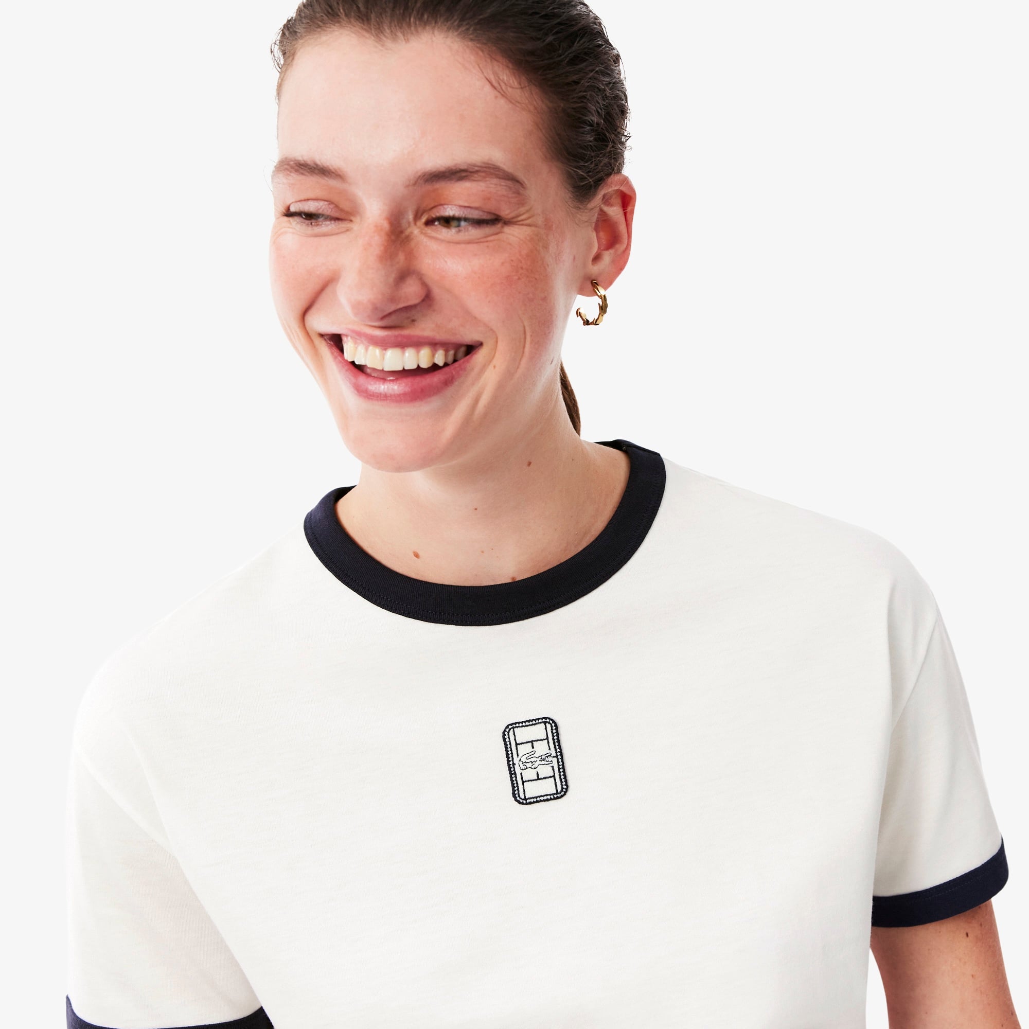Kadın Relaxed Fit Bisiklet Yaka Beyaz T-Shirt