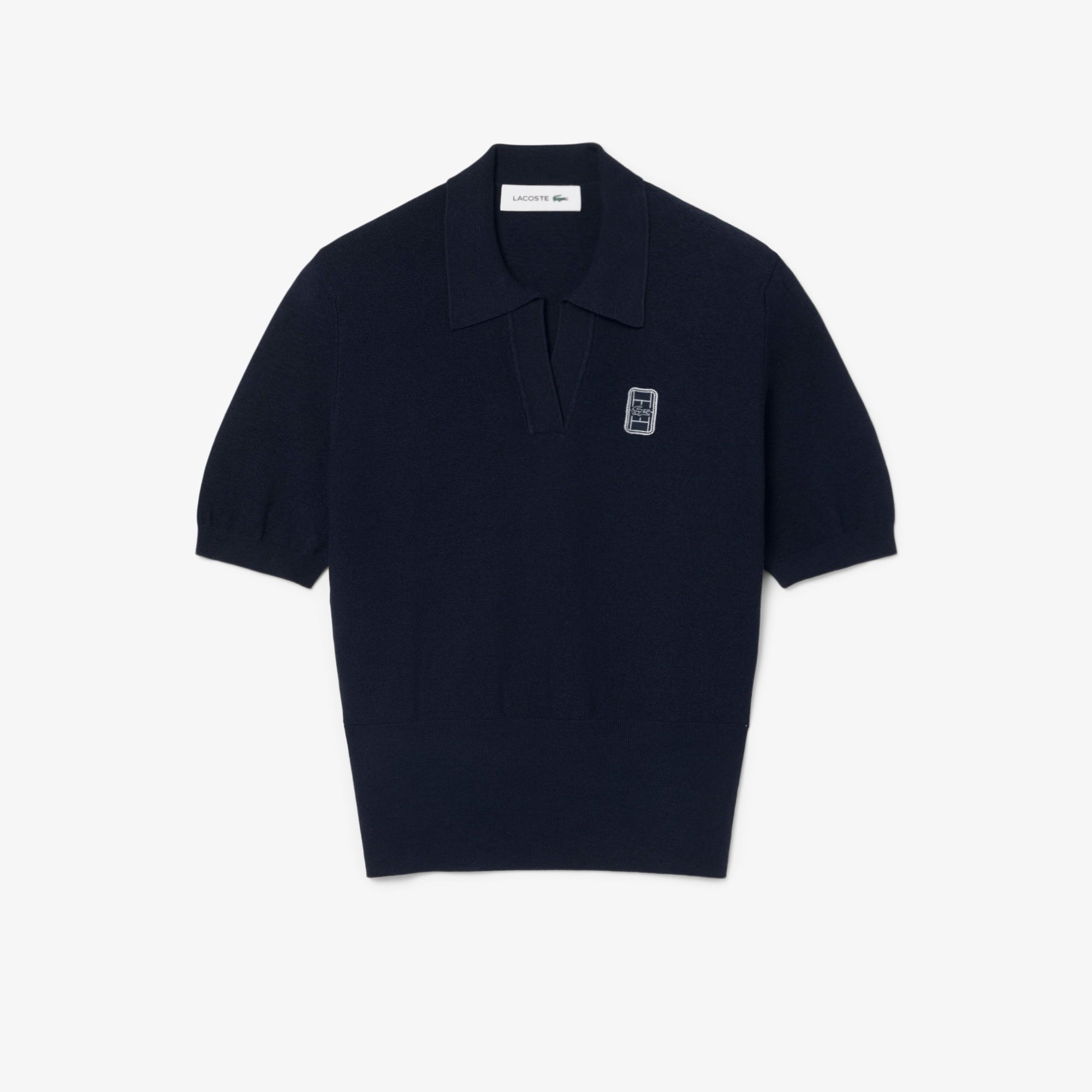 Kadın Regular Fit Kısa Kollu Polo Yaka Lacivert Triko