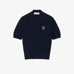 Kadın Regular Fit Kısa Kollu Polo Yaka Lacivert Triko Lacivert