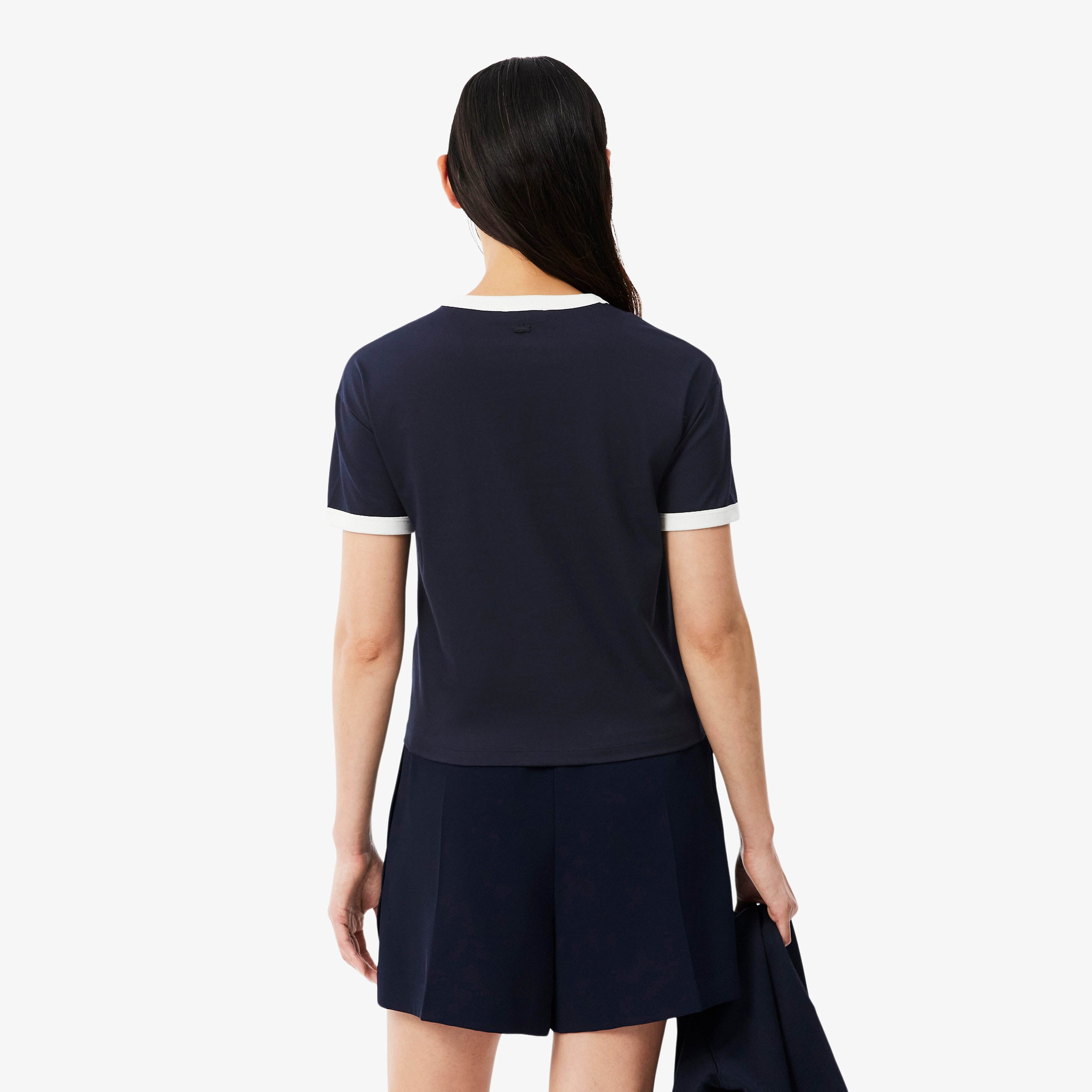 Kadın Relaxed Fit Bisiklet Yaka Lacivert T-Shirt Kadın Relaxed Fit Bisiklet Yaka Lacivert T-Shirt