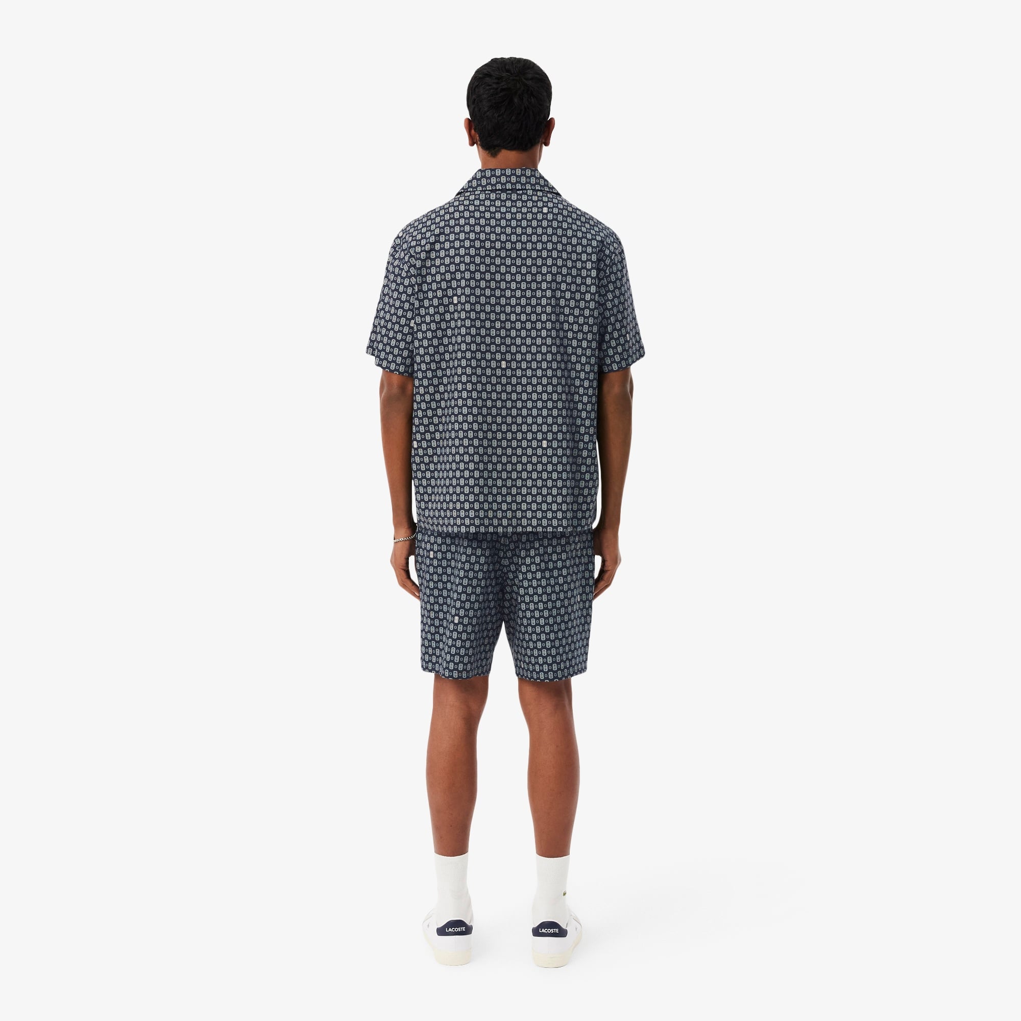Erkek Relaxed Fit Desenli Lacivert Şort