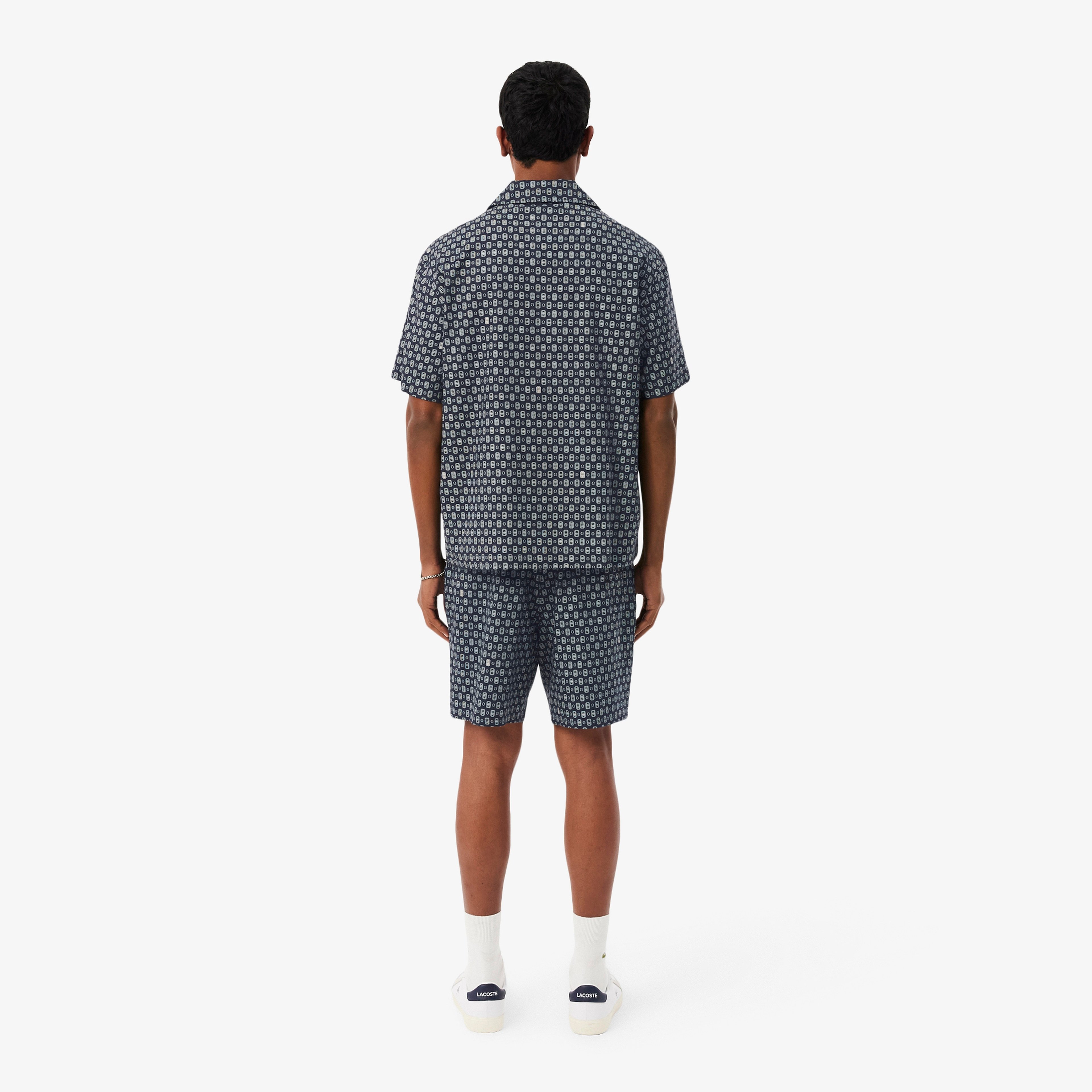 Erkek Relaxed Fit Desenli Lacivert Şort Erkek Relaxed Fit Desenli Lacivert Şort