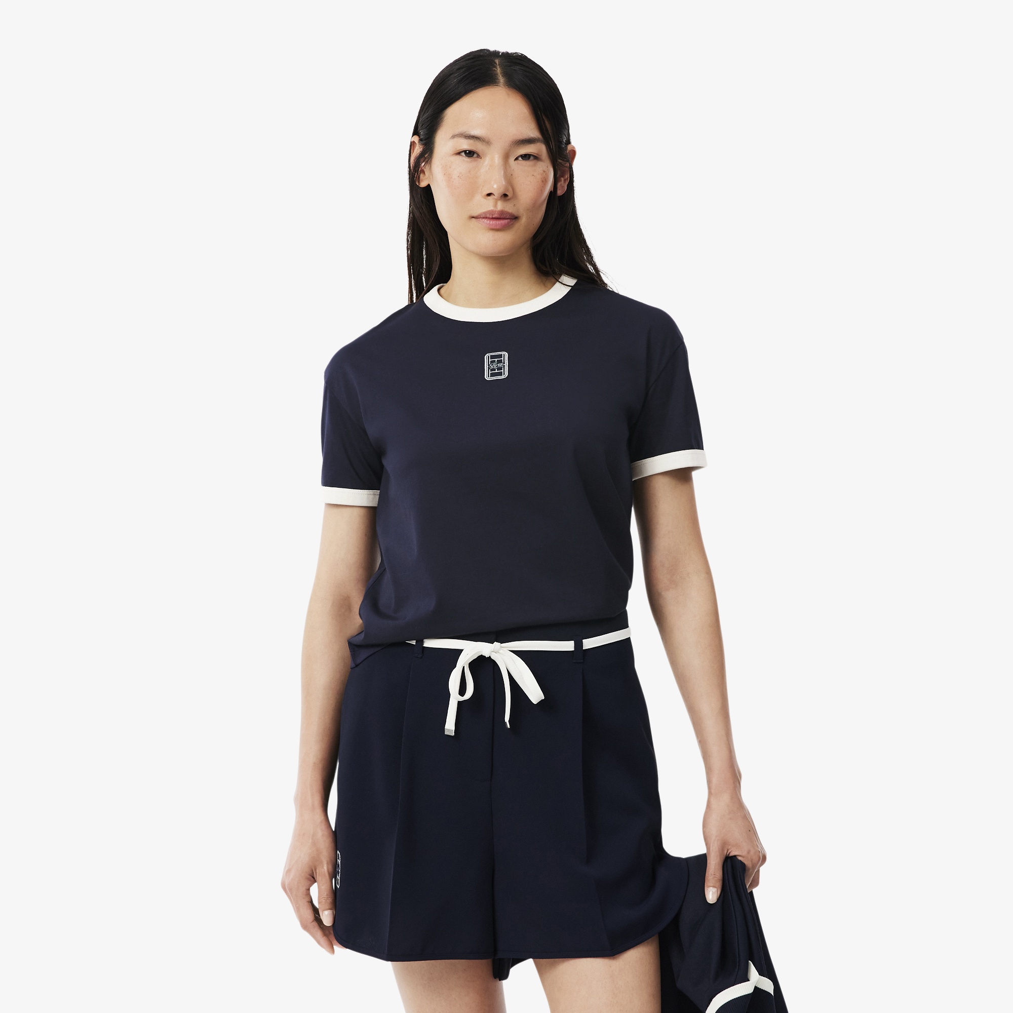 Kadın Relaxed Fit Bisiklet Yaka Lacivert T-Shirt