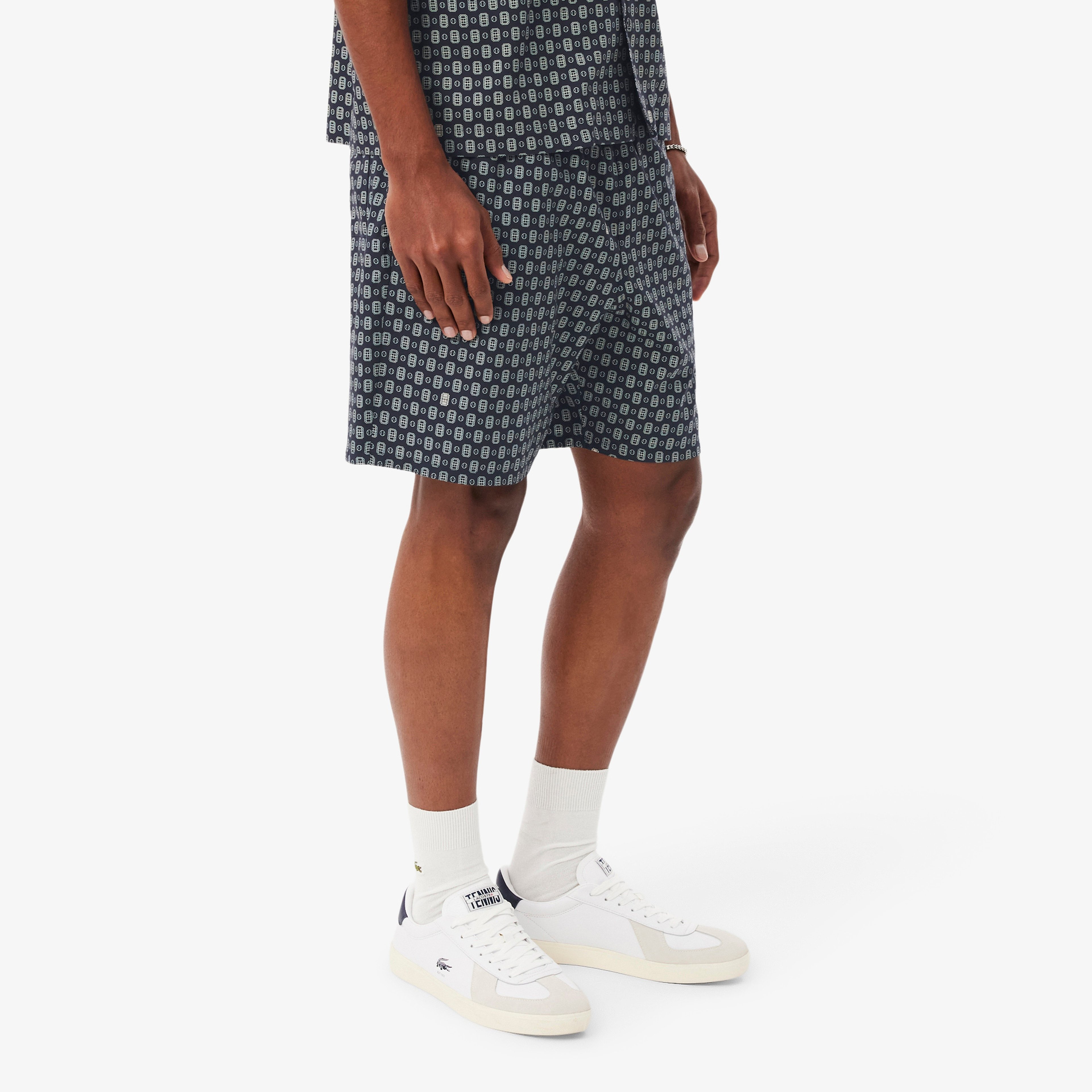 Erkek Relaxed Fit Desenli Lacivert Şort Erkek Relaxed Fit Desenli Lacivert Şort