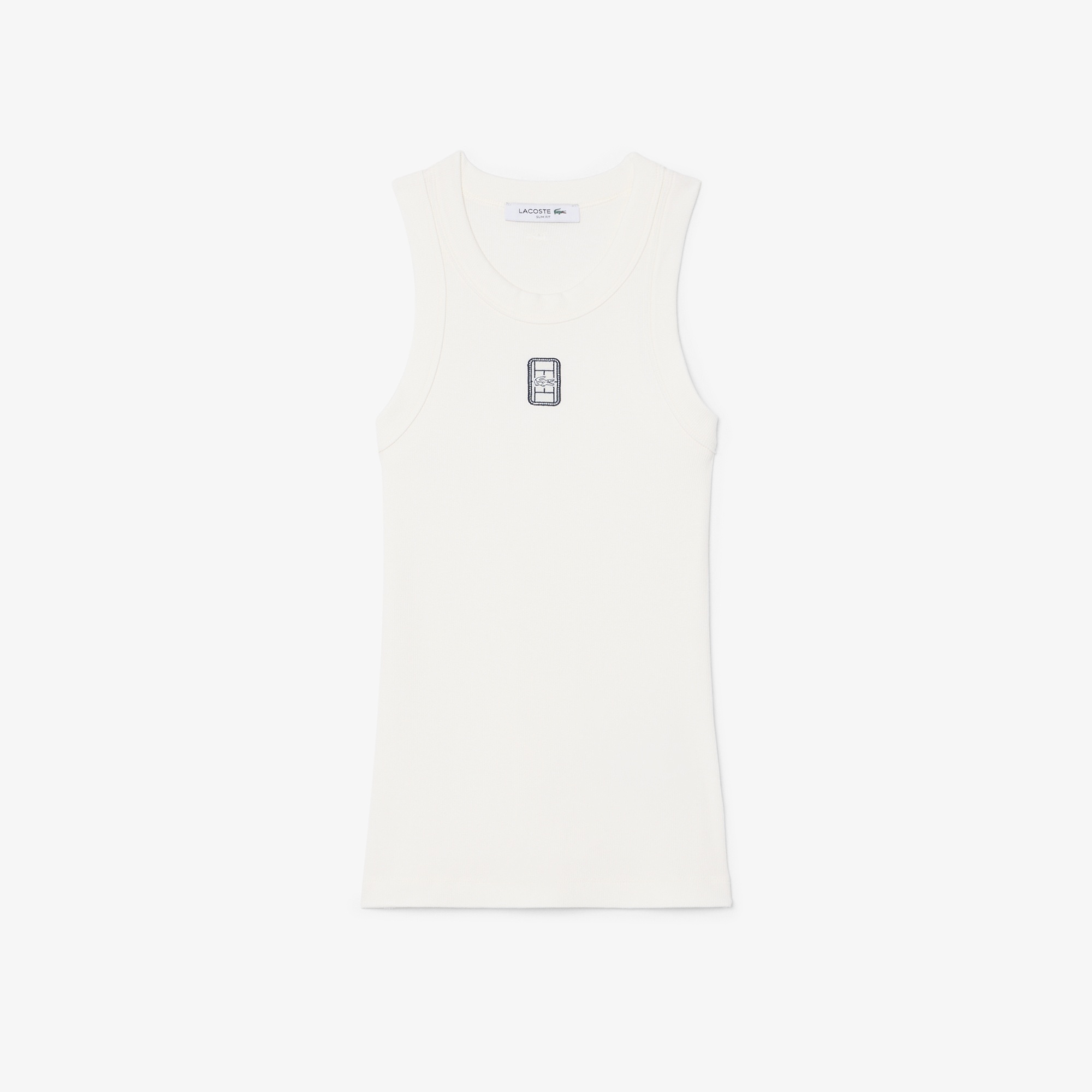 Kadın Slim Fit Kolsuz Bisiklet Yaka Baskılı Beyaz T-Shirt