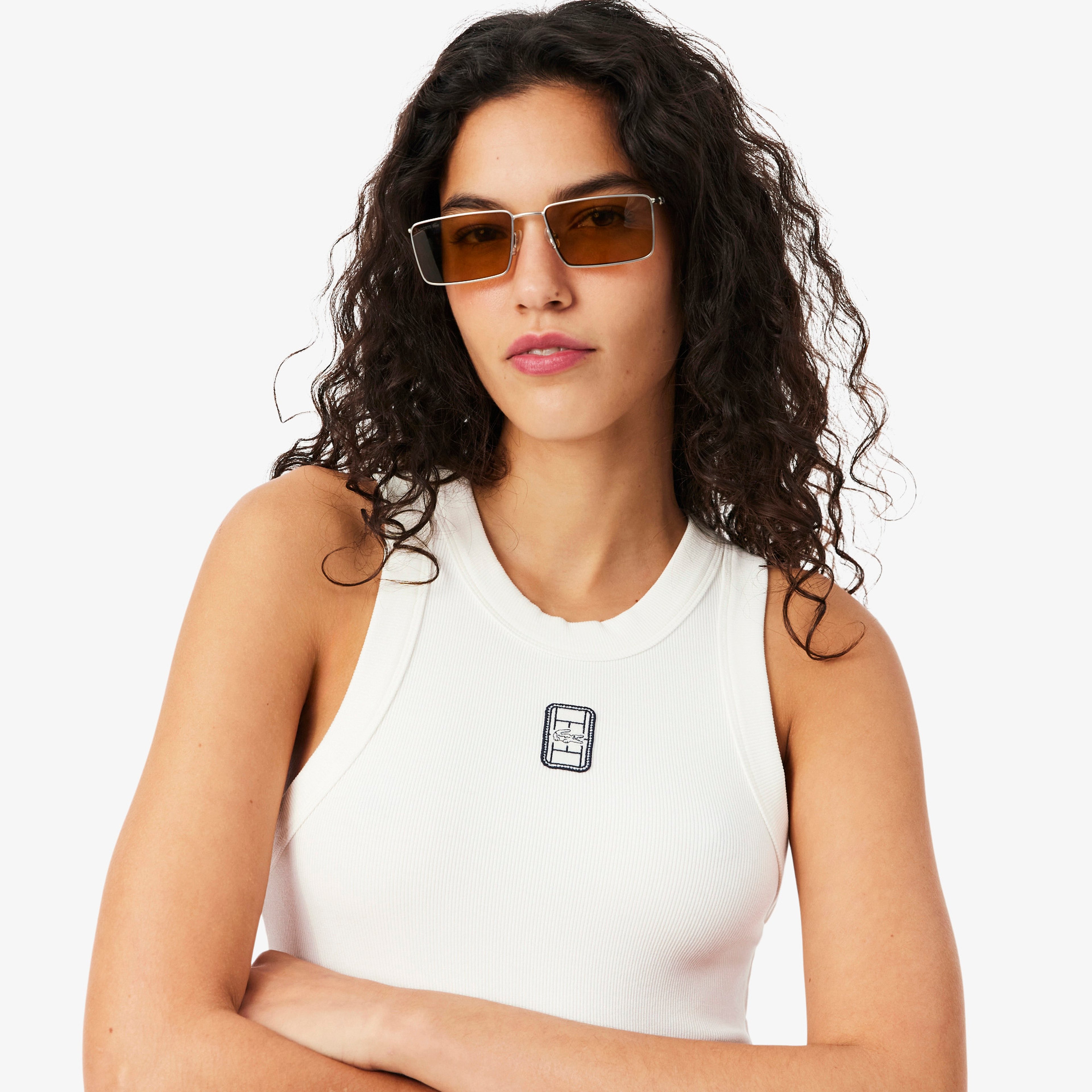 Kadın Slim Fit Kolsuz Bisiklet Yaka Baskılı Beyaz T-Shirt Kadın Slim Fit Kolsuz Bisiklet Yaka Baskılı Beyaz T-Shirt