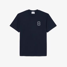 Unisex Classic Fit Bisiklet Yaka Baskılı Lacivert T-Shirt Lacivert
