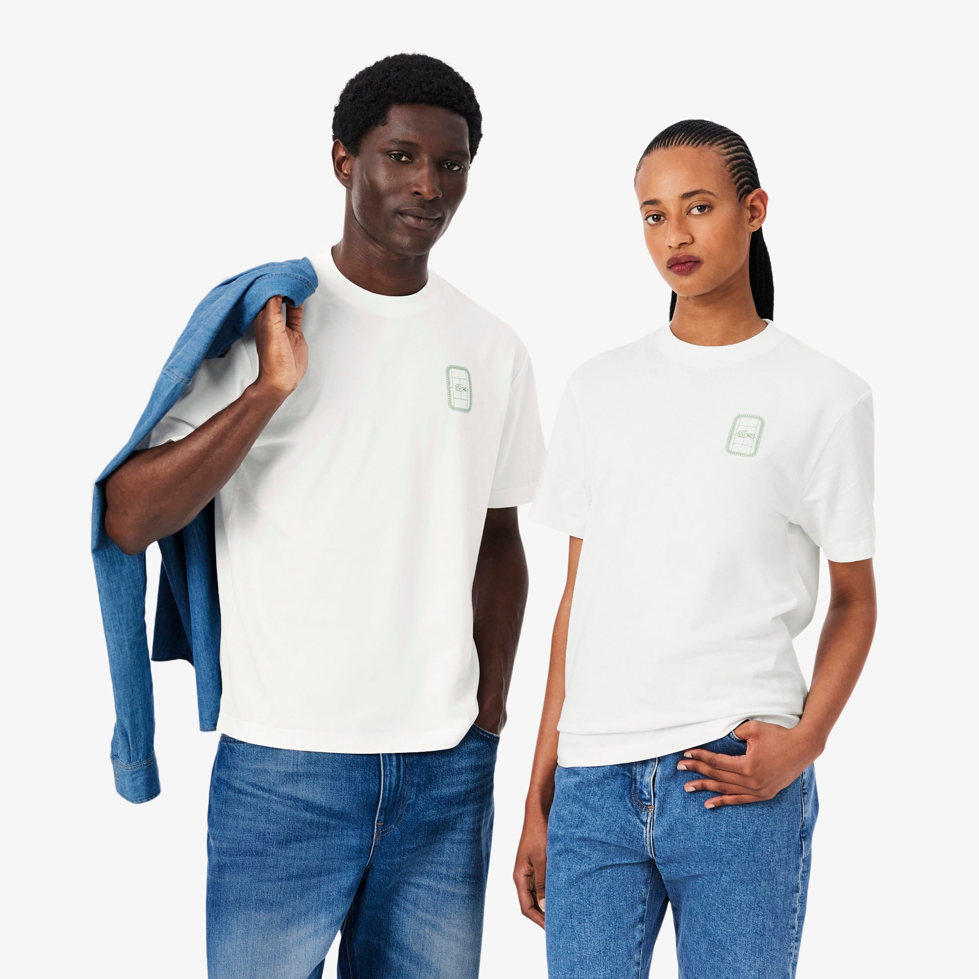 Unisex Classic Fit Bisiklet Yaka Baskılı Beyaz T-Shirt