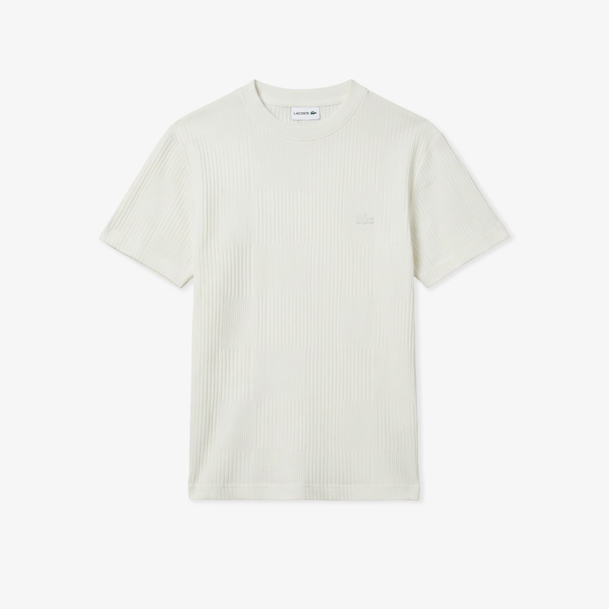 Erkek Regular Fit Bisiklet Yaka Çizgili Beyaz T-Shirt