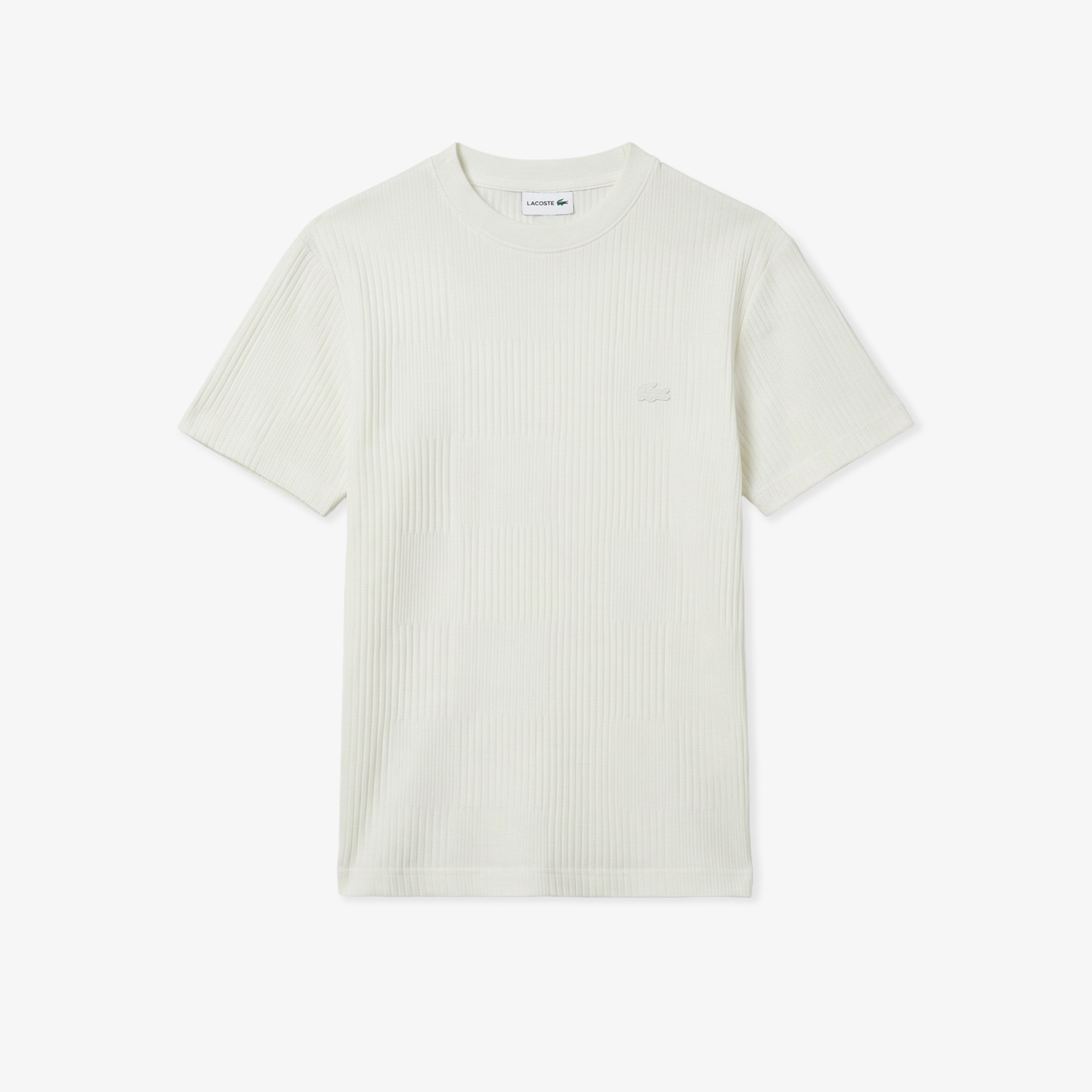 Erkek Regular Fit Bisiklet Yaka Çizgili Beyaz T-Shirt